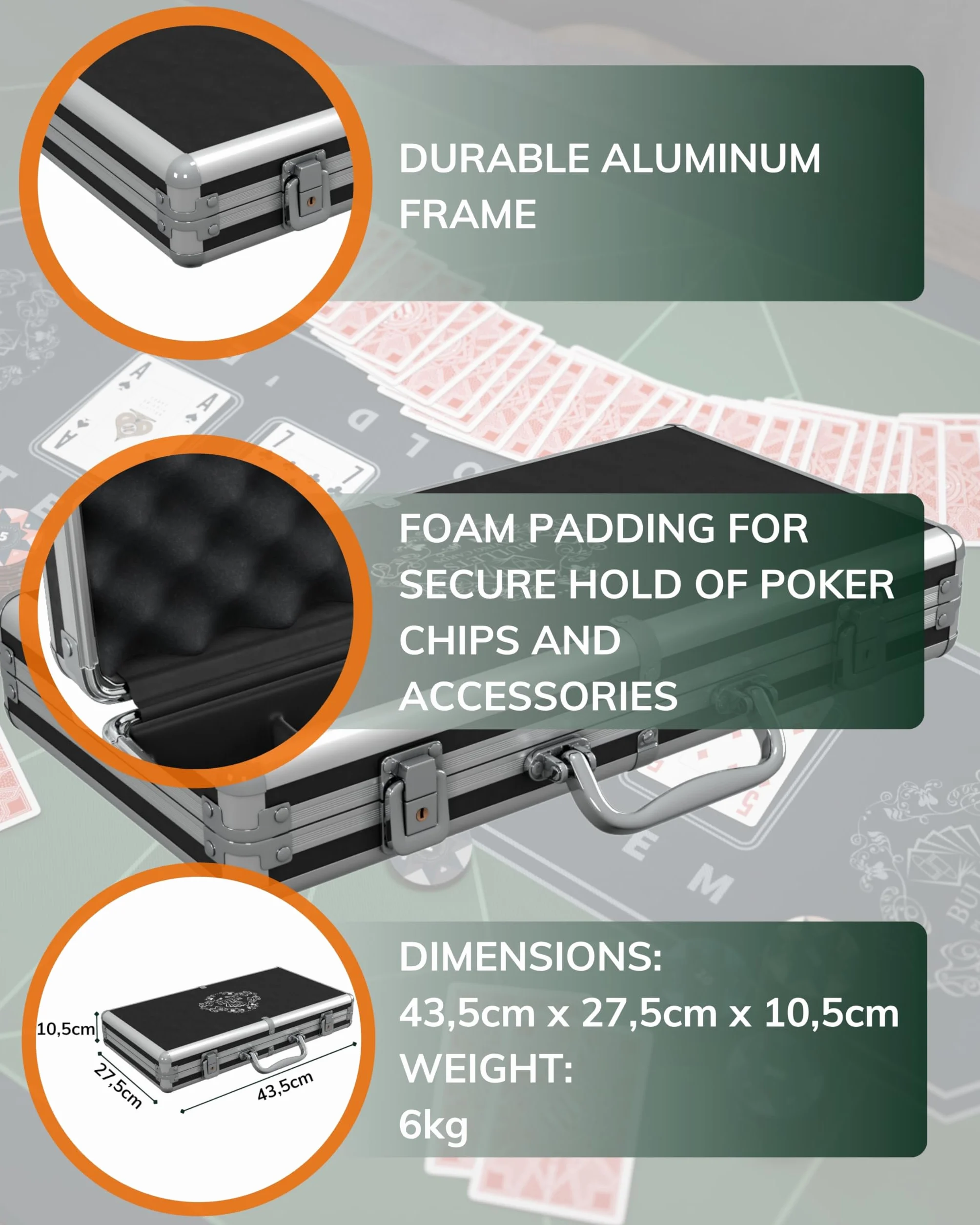 Janice Bullets Playing Cards Set da Poker 300 Chip Plastica con Valori Pulsante Ceramica Carte