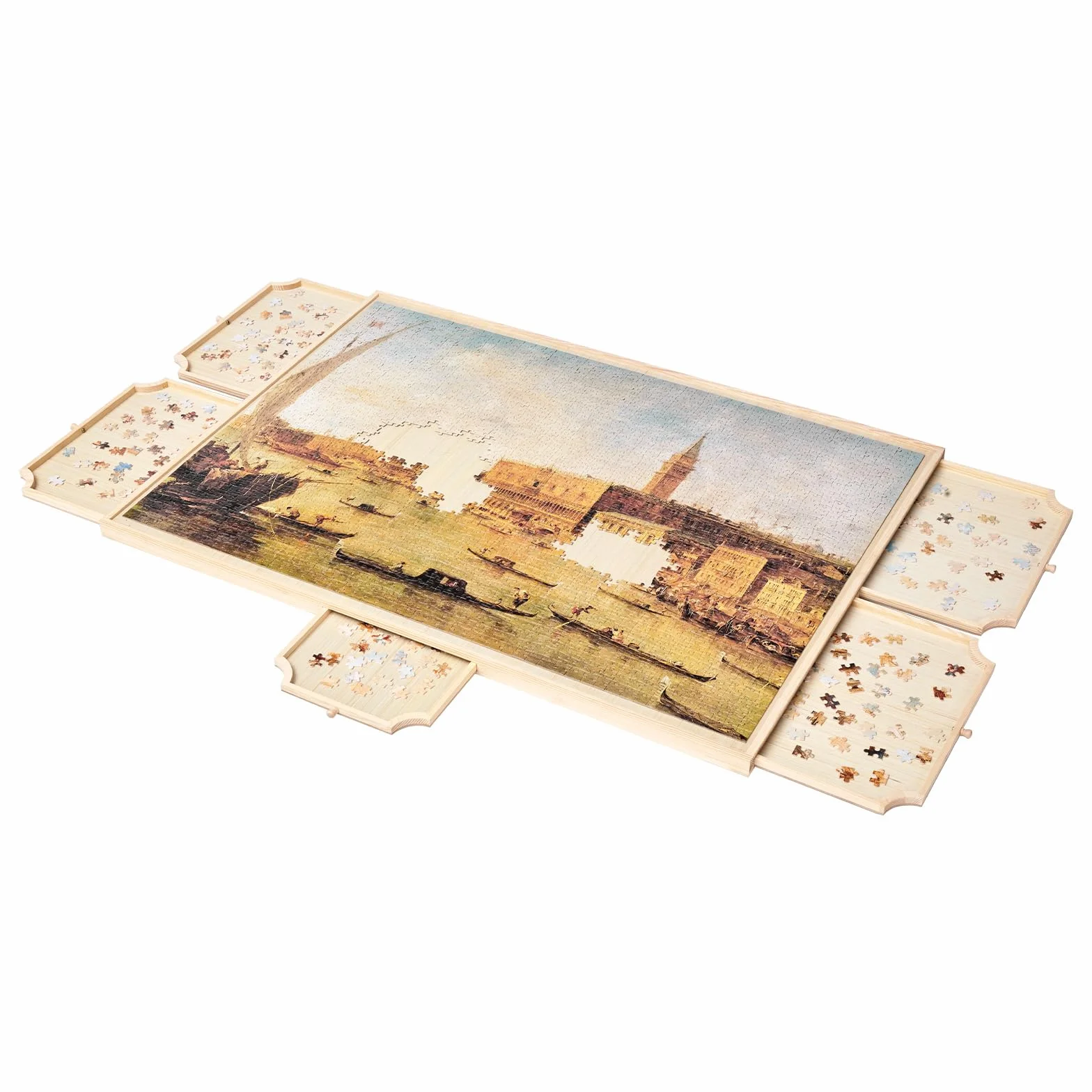 VEVOR Tavolo per Puzzle 1020 x 745 mm da 2000 Pezzi, Set da Tavolo per Puzzle Standard Portatili in Legno con 5 Cassetti e Coperchio, Anello di Base Rotante a 360° per Adulti, Facile da Riporre