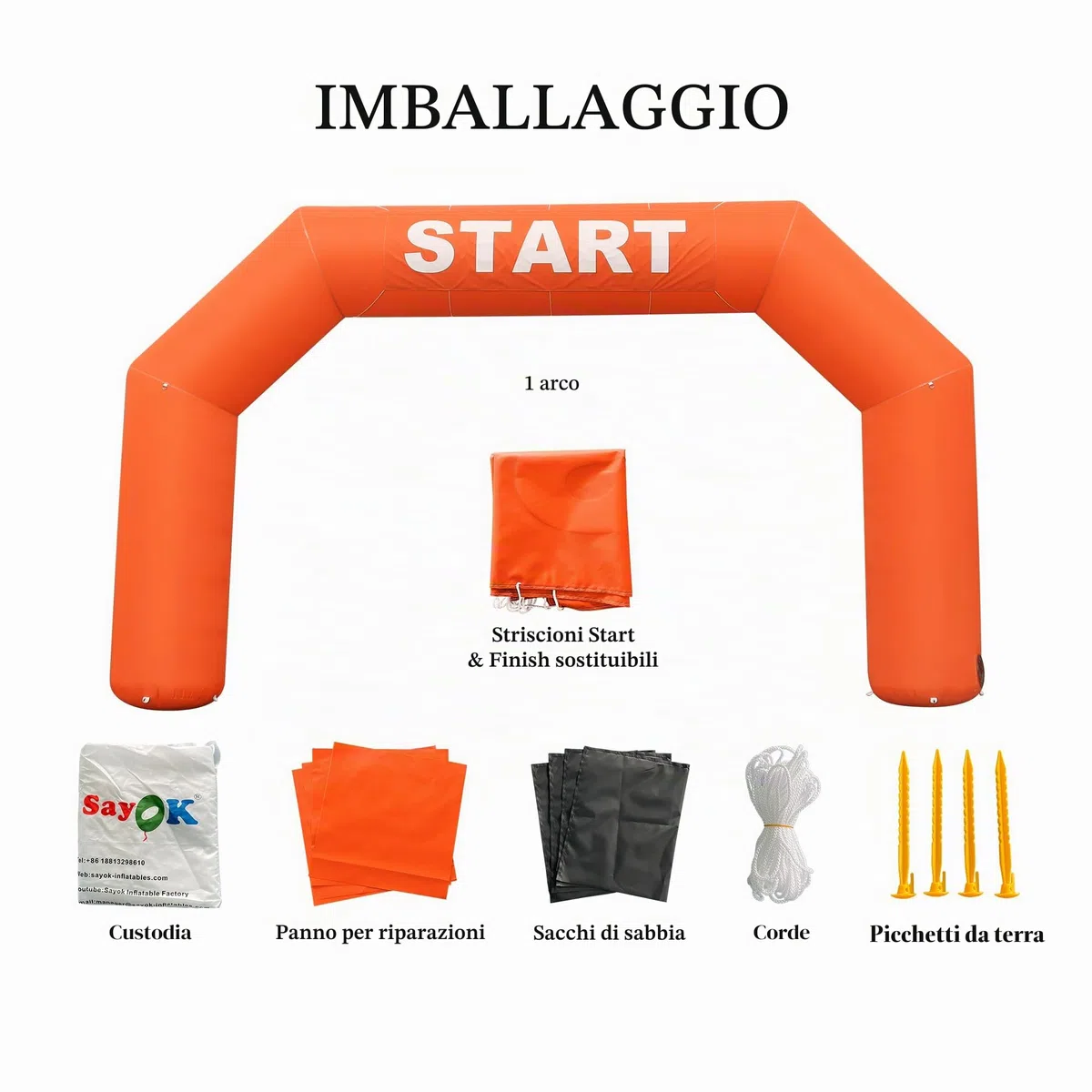 Sayok Arco gonfiabile all'aperto Arco gonfiabile Archway inizio linea di arrivo gonfiabile Banner arco da corsa con aeratore per eventi pubblicitari