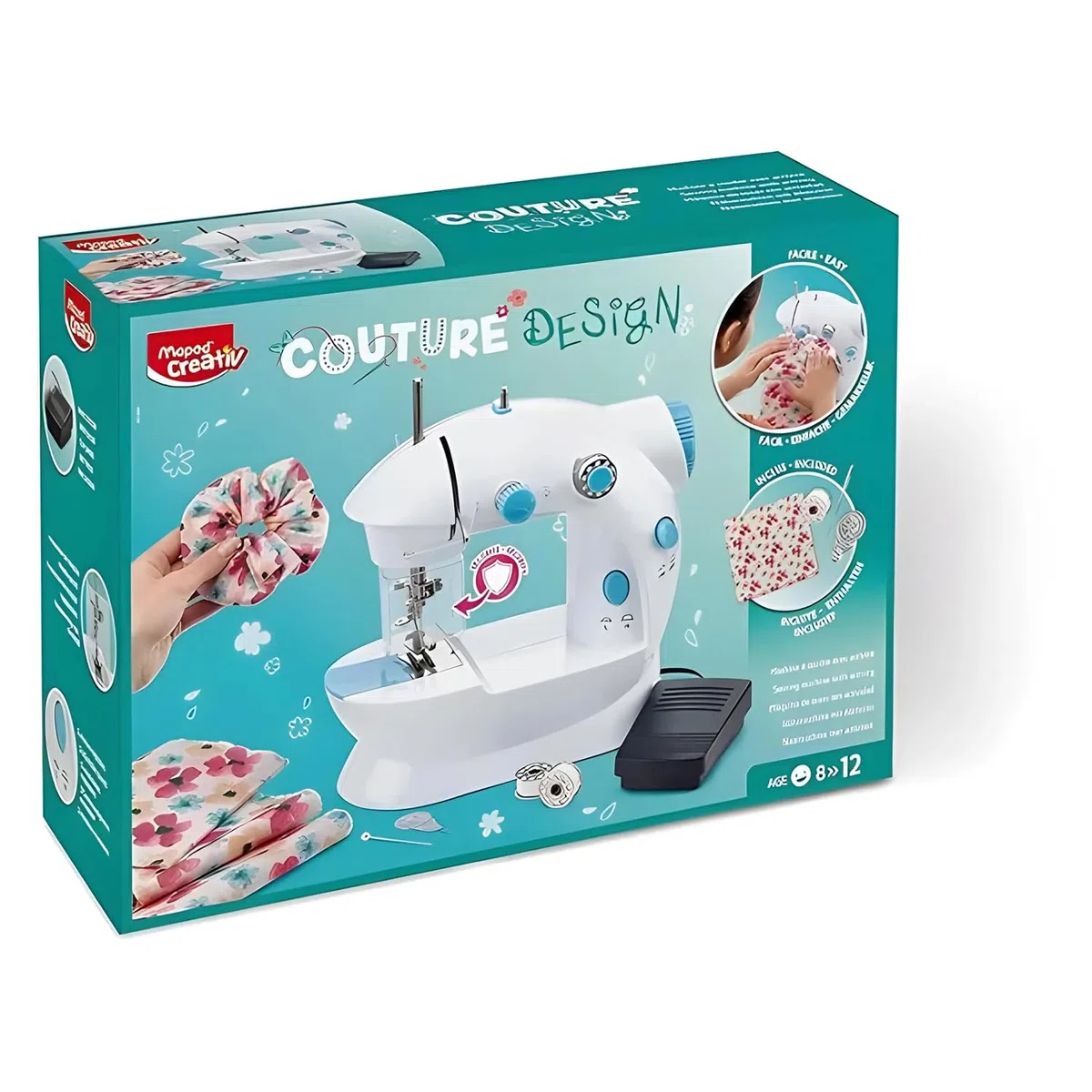 Maped Creativ - Macchina da cucire per bambini - Couture Design - Completamente sicura - A partire dagli 8 anni - Mini macchina da cucire portatile con tutti i materiali necessari per l'uso