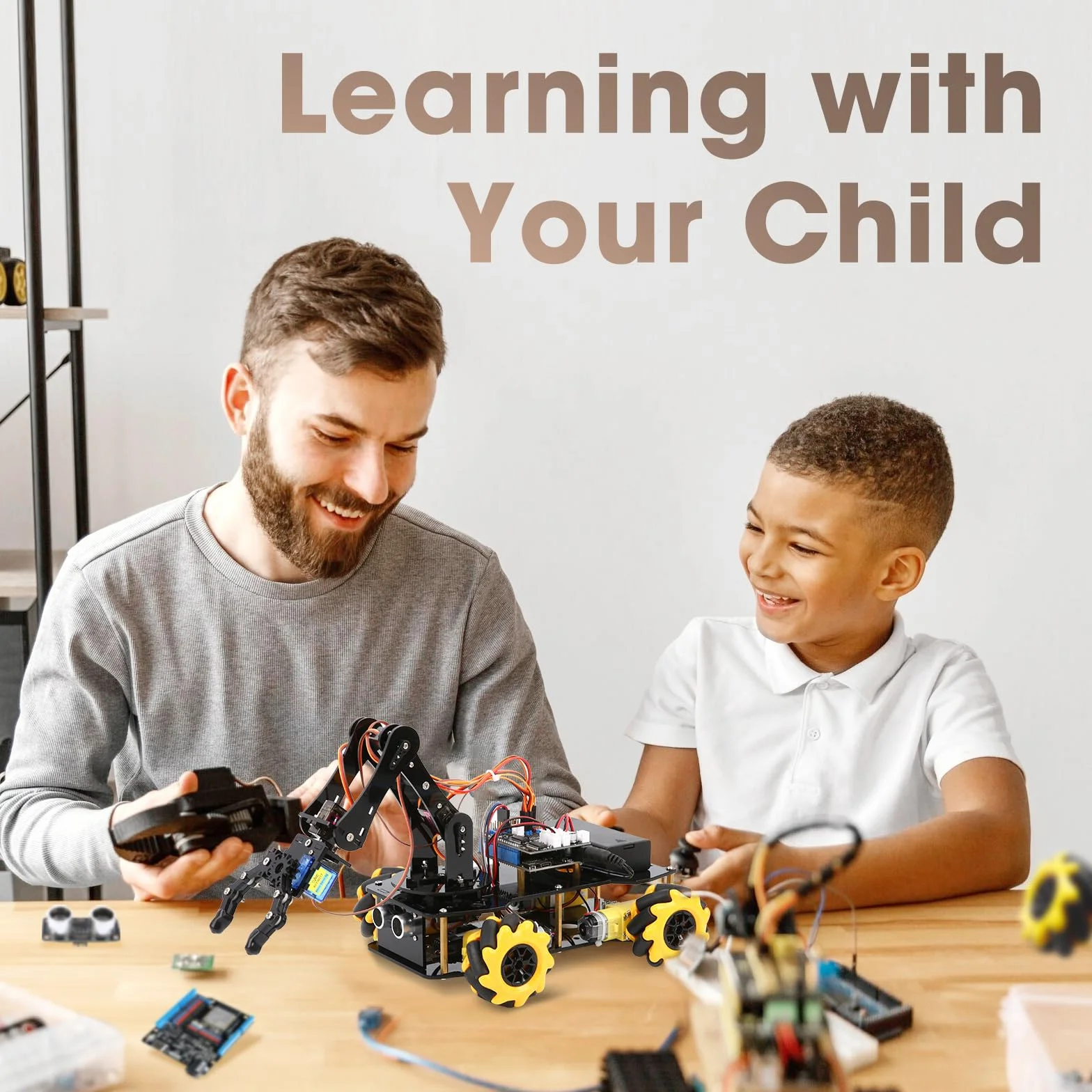 Robotica per bambini dai 8 ai 12 anni, kit di costruzione di auto con braccio robotico intelligente a 5DOF, giocattolo STEM, regalo per ragazzi/adolescenti/adulti, codifica ESP32-Arduino/Python, app e