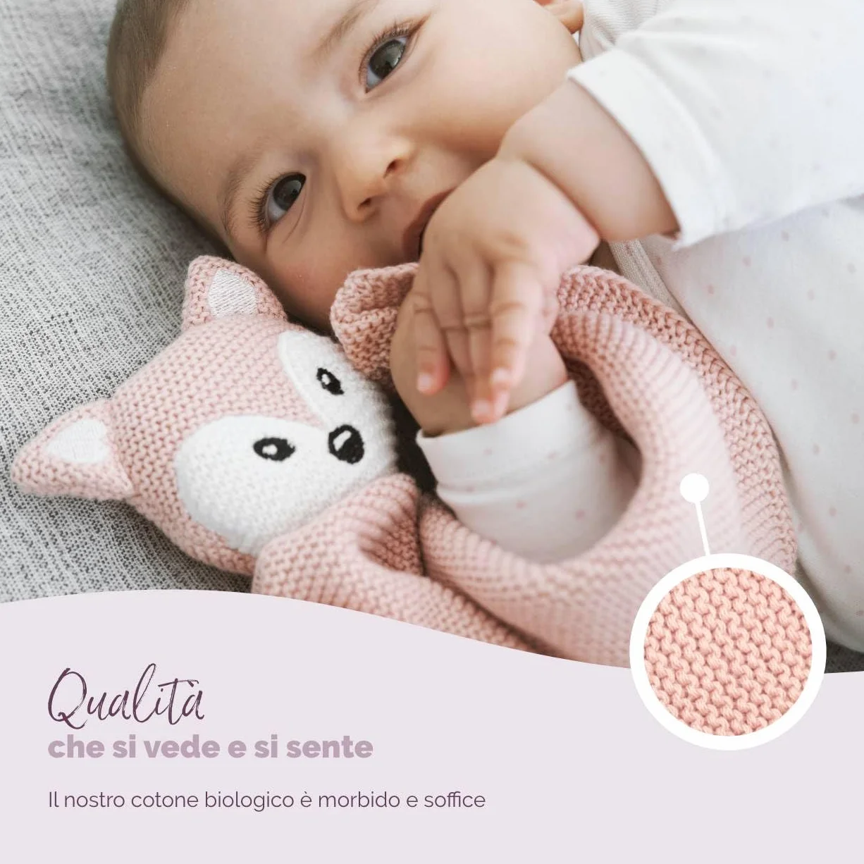 Livella Doudou Volpe con calzini - Puro cotone biologico - Copertina premium, copertina coccole, coperta a maglia - Morbidissima e traspirante - OEKOTEX® STANDARD 100 e certificata GOTS