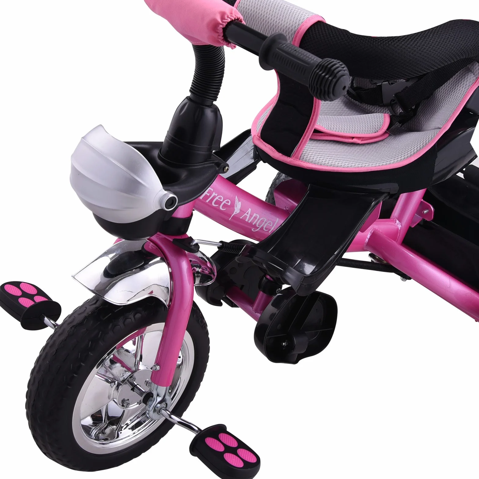 Spielwerk Triciclo 4in1 per Bambini da 1 Anno Passeggino con Maniglione Biciletta Bimbi Neonato Cappottina Cintura Bici a Tre Ruote Copertura Pioggia