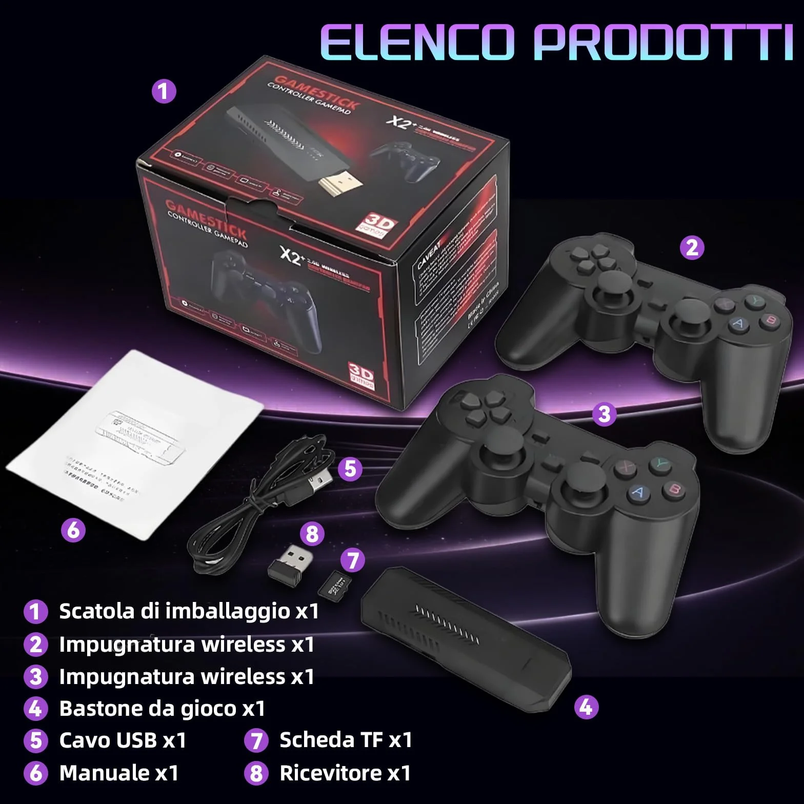 X2 PLUS Console di gioco retrò con uscita 4K HD,oltre 50000 giochi integrati, oltre 40 simulatori,processore quad-core S905L, videogiochi plug and play con 2 controller wireless,TV/computer, 128 GB