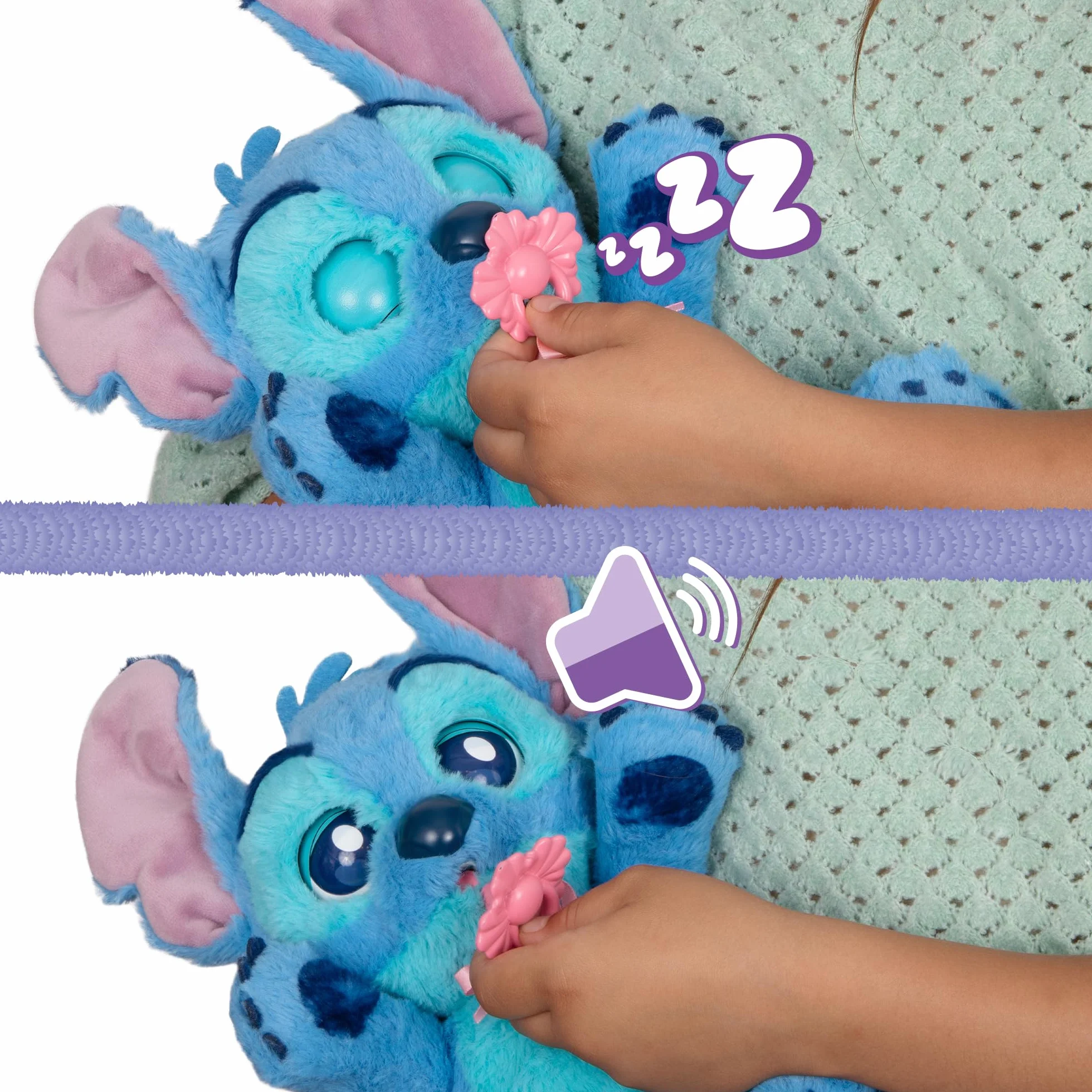BABY PAWS Stitch Cucciolo Interattivo di Peluche per Bambini con Suoni e Occhi che si Muovono