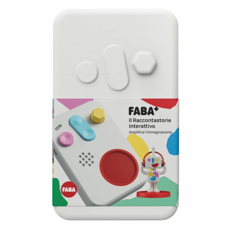 FABA+ Raccontastorie Interattivo per Bambini 0-10 Anni, Cassa Audio con Personaggio Sonoro Faba•Me, Luce Notturna, Gioco Educativo Musicale, Versione Italiana