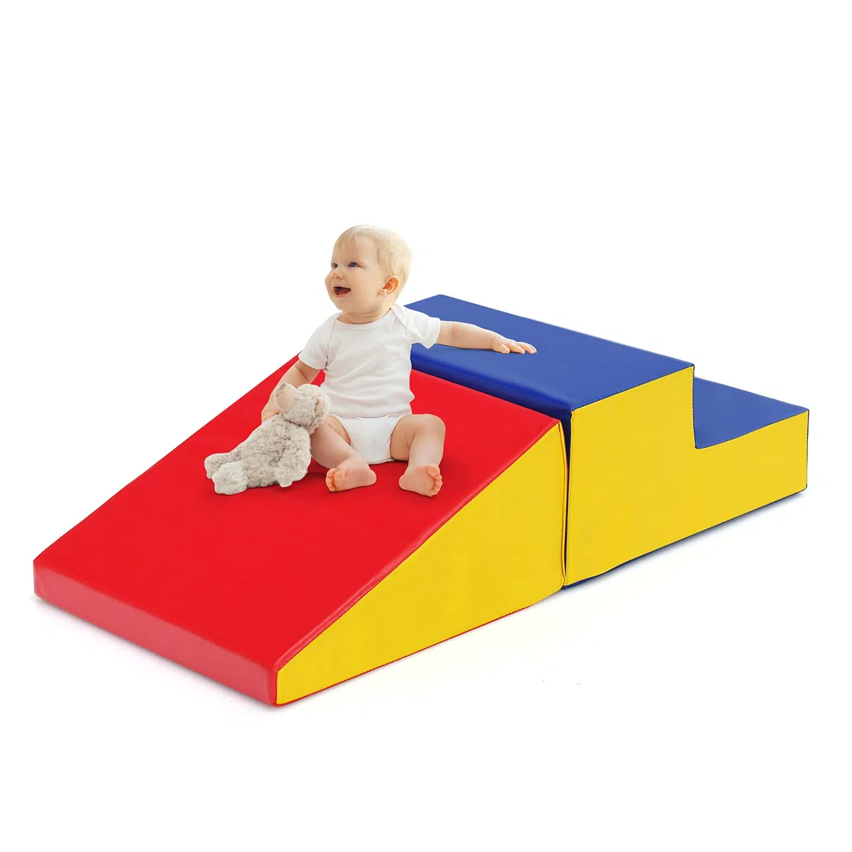 LIFEZEAL Set Blocchi Morbidi PU EPE Arrampicata Gattonare Giocattolo Creativo con Rampa Scivoli per Bimbo 3+ Anni Rosso