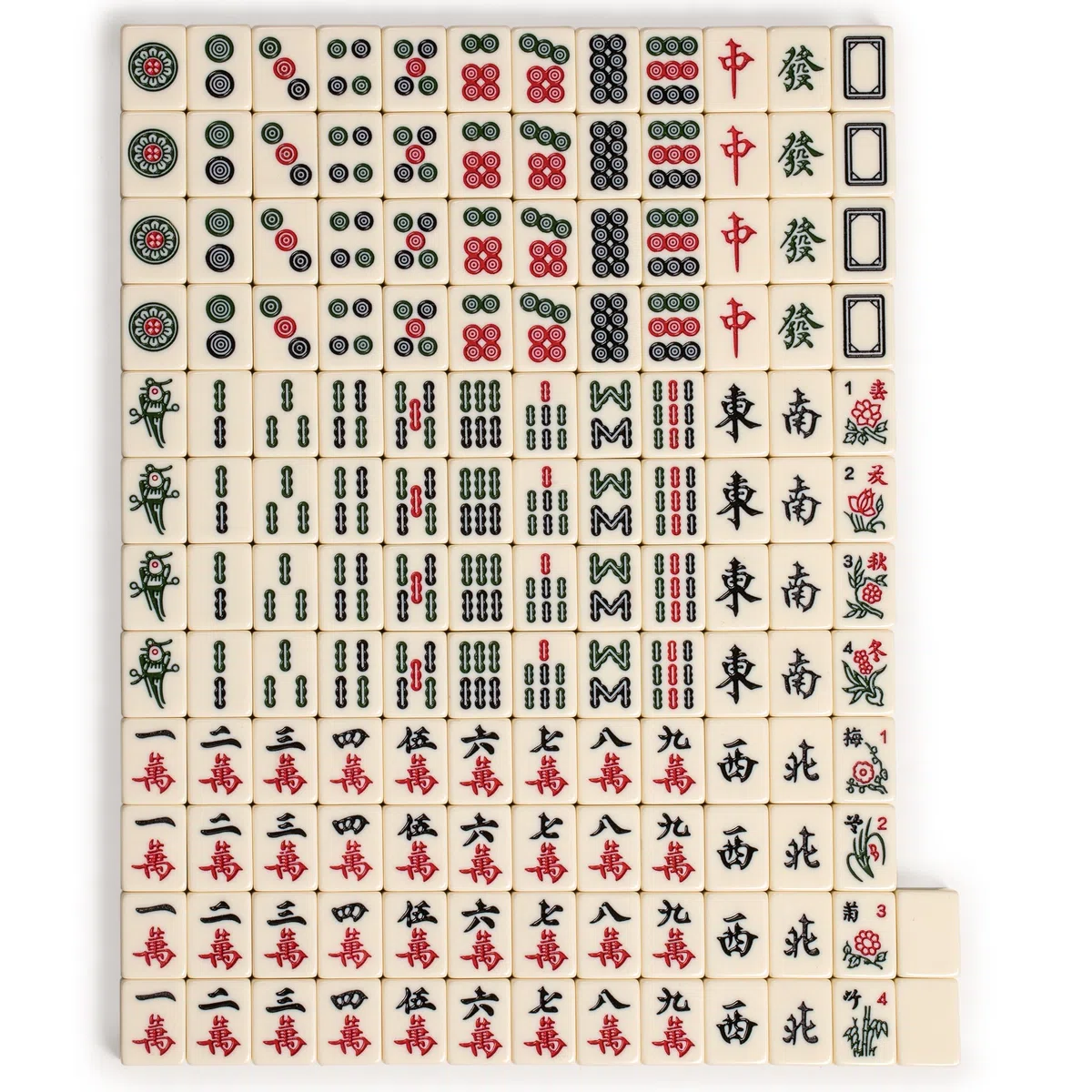 Yellow Mountain Imports Chinese Mahjong Set, Classic Ivory, 146 Tiles, Vinyl Case, Wind Indicator & Dice