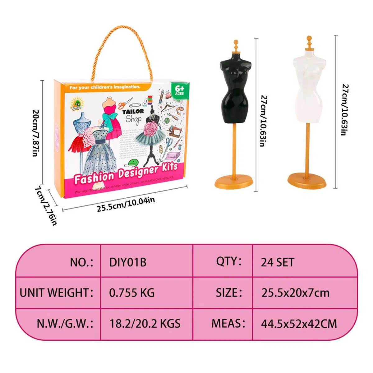 Fashion Studio Kit per ragazze, kit di e mestieri, studio di creativo con 2 manichini per ragazze 6 anni in su, Halloween, festa dei bambini, compleanno, Ringraziamento, Natale