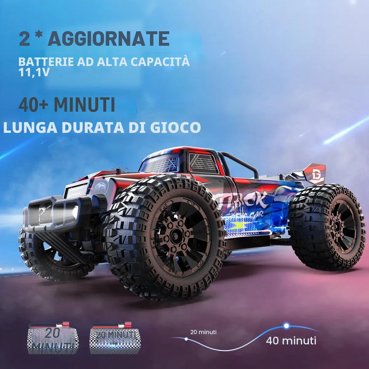 DEERC Auto telecomandato 1:10 scala alta velocità senza spazzole, per adulti, 4WD 60+ KM/H alta velocità, 2.4Ghz fuoristrada RC Crawler 40+ minuti di tempo di gioco, regalo per ragazzi (210E)