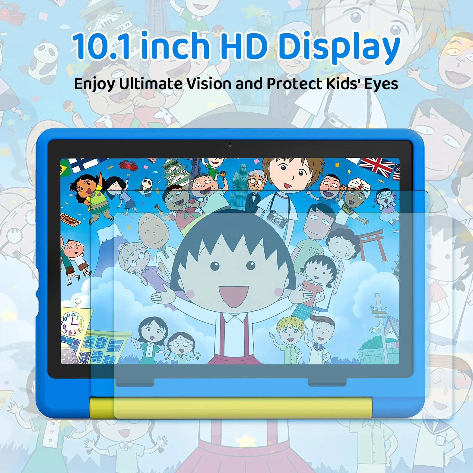 Tablet Bambini 10 Pollici Android 15 Octa-Core 20 GB RAM 64 GB ROM WiFi 6 Controllo Parentale 1280x800 Doppia Fotocamera 5MP+8MP 5000 mAh Custodia Protettiva (Blu)