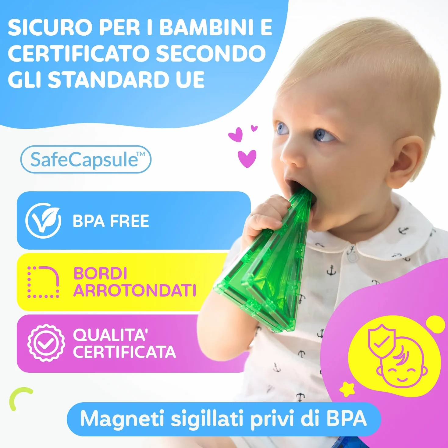 Blocchi Magnetici 120 Pezzi (2 Auto) – Costruzioni Magnetiche per Bambini 3+ – Gioco Creativo con Magnetic Tiles – Blocco da Costruzione Educativo – Idea Regalo Bimbi