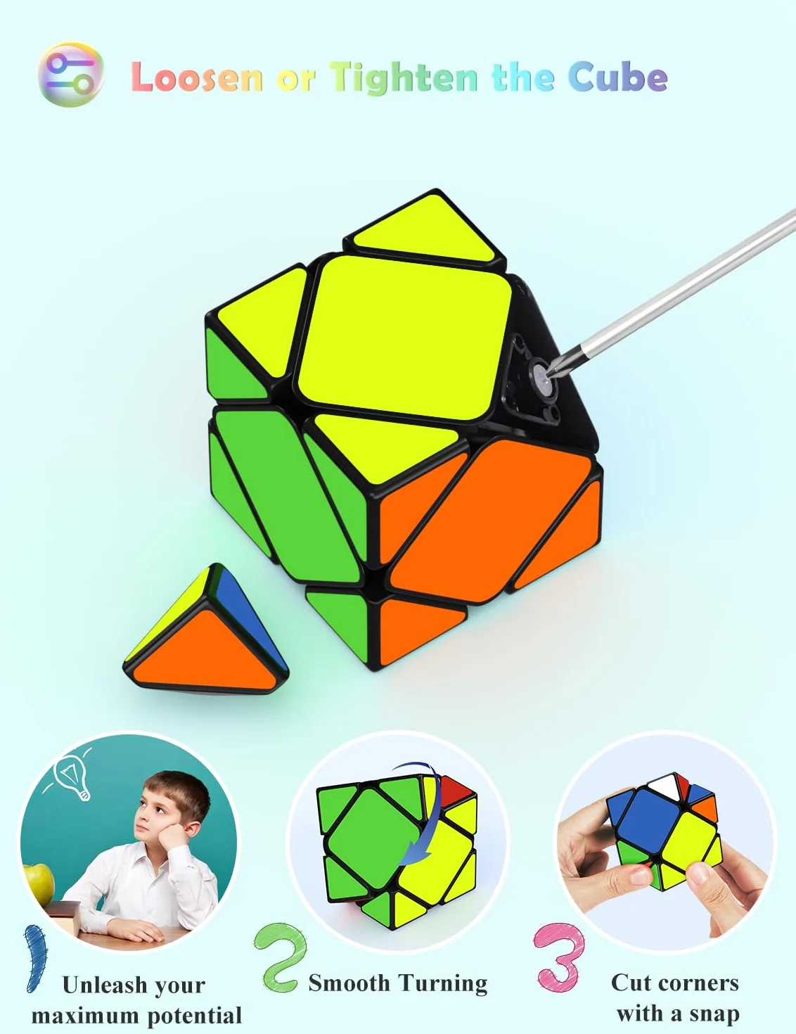 ROXENDA Speed Cube Set, Cubo Magico di Skew Ivy Piramide Dodecahedron Speed Cube con Confezione Regalo, Tutorial Segreto per Cubi(Irregular)