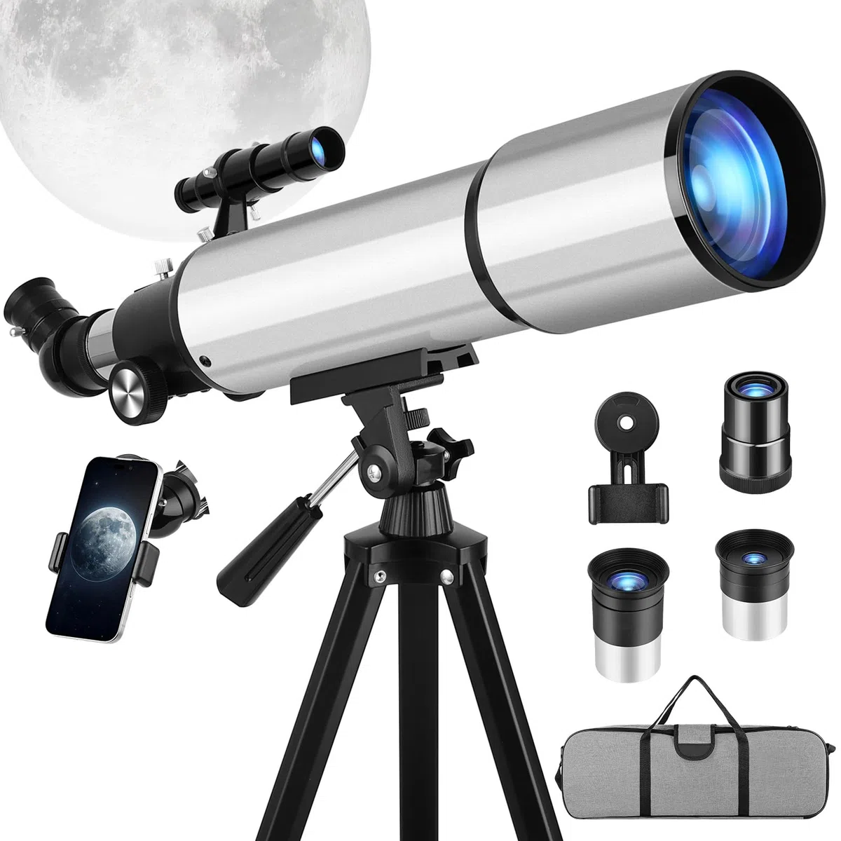 Teleskop Astronomie 90/600mm Telescopio 90 mm Apertura 600 mm Telescopio per Bambini Principianti Telescopiokit Astronomia per Adulti con Zaino e 2 oculari Adattatore Set per astronomia