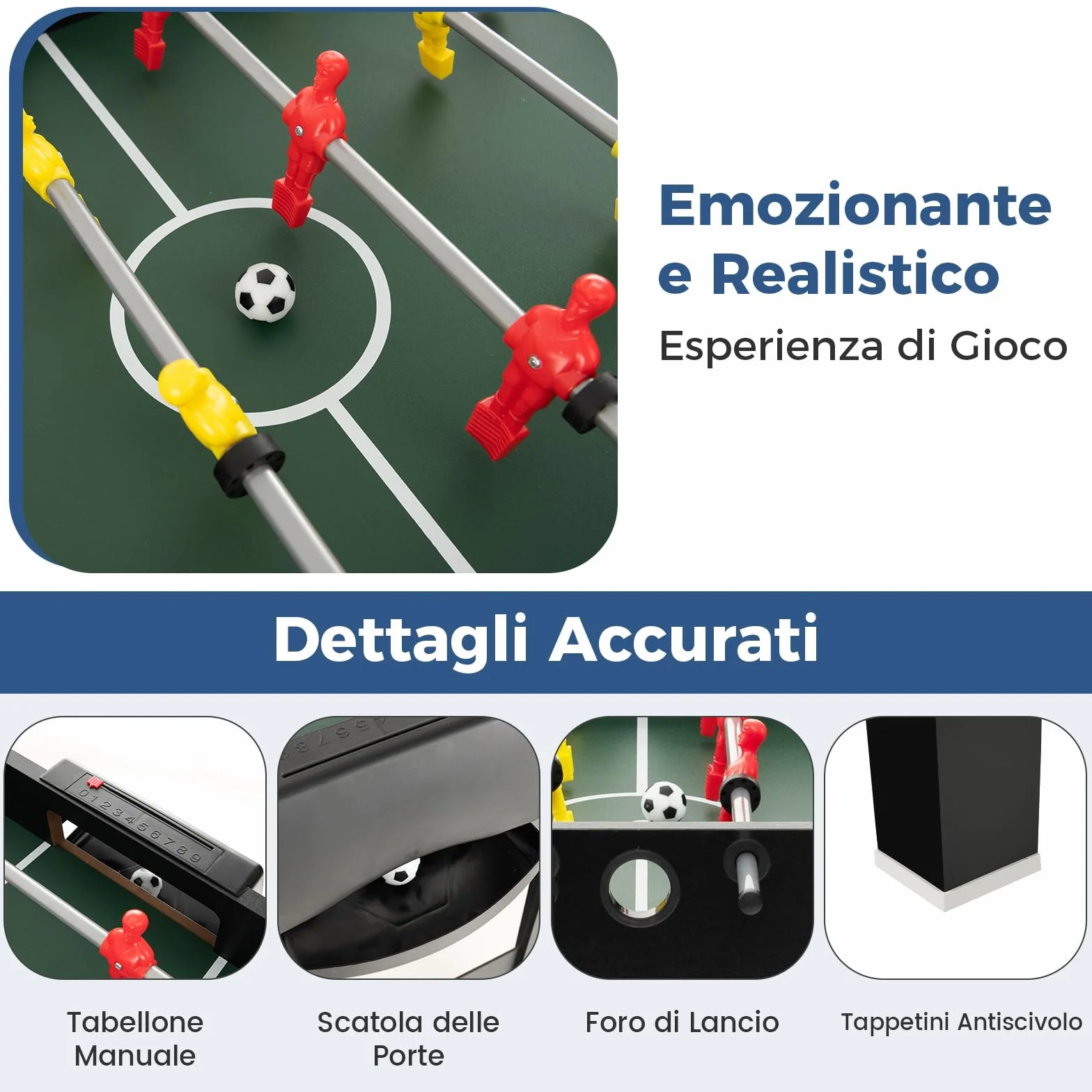 COSTWAY 4 in 1 Tavolo Multigioco, Calcio Balilla/Tavolo da Biliardo/Ping Pong/Air Hockey, Calcetto Multigioco Impilabile per Casa Feste Bar, 125x97x83 cm