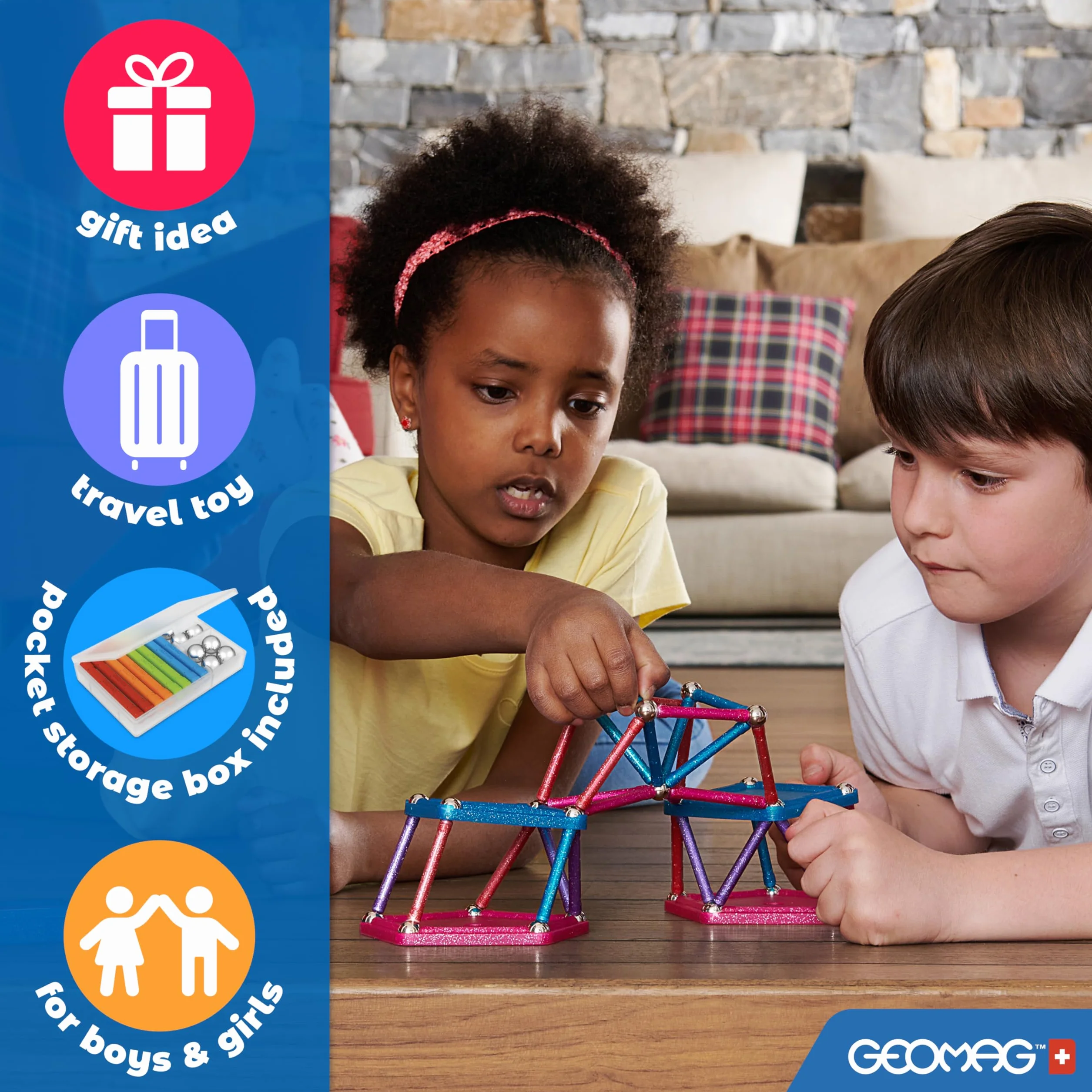 Geomag - Classic Masterbox Costruzioni Magnetiche Per Bambini, Giocattolo Magnetico Linea Green 100% Plastica Riciclata, 388 Pezzi