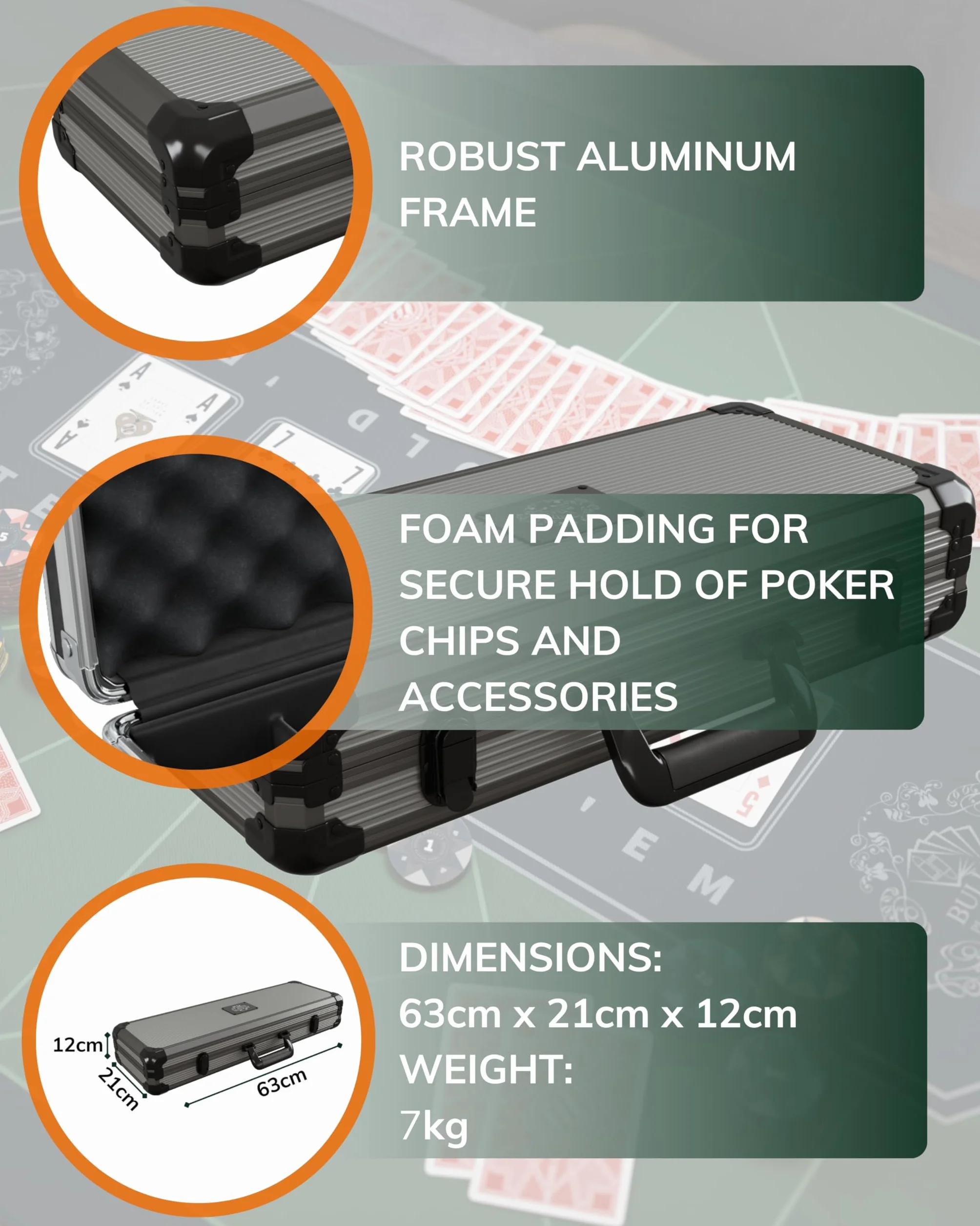 Bullets Playing Cards, Custodia da poker Paulie, Set da poker con 500 chip da poker in ceramica con valori stampati, con confezione doppia di carte da poker, placche