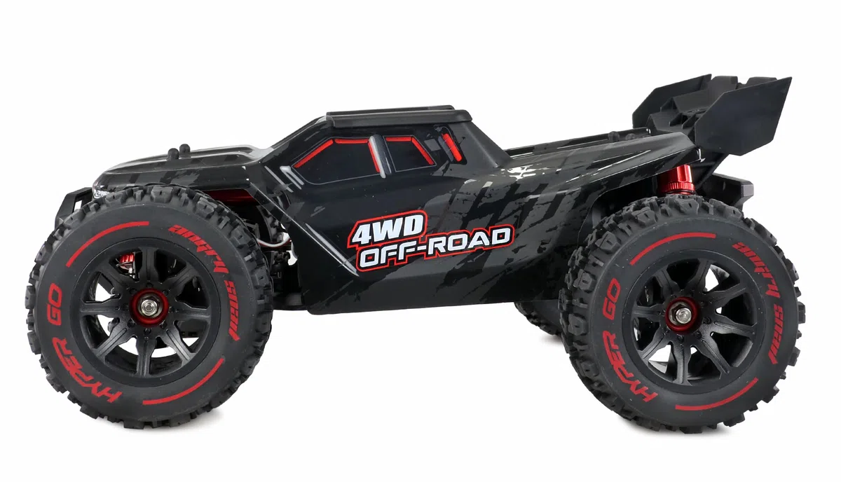 Amewi Hyper GO Truggy brushless 4WD 1:14 RTR nero incl. Wheelie-Bar, pezzi di ricambio, corpo dorato RC telecomandato