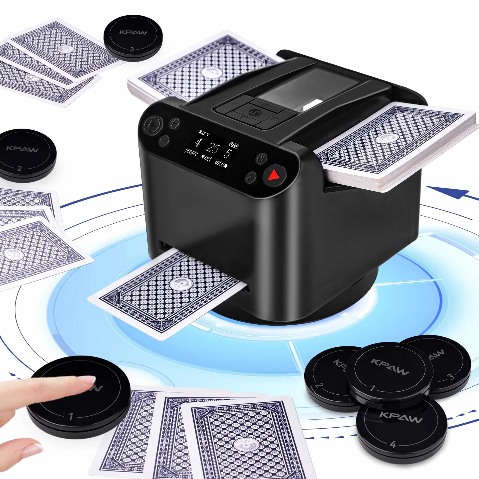 Pipihome Mescolatore Carte da Gioco, 2 in 1 Distributore Carte da Gioco Elettronico di Carte da Poker, Mischia Carte Automatico per Uno, Blackjack, Poker, Burraco, Card Shuffler per Texas Hold'em