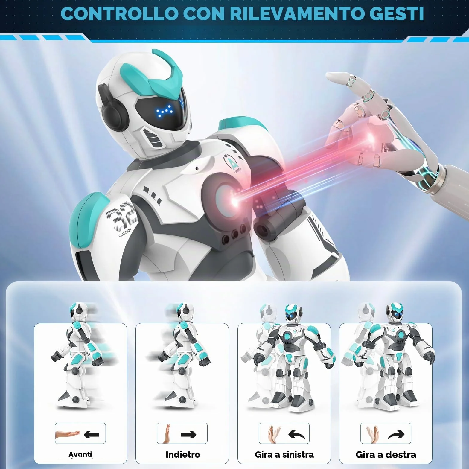 VATOS Robot Telecomandato Programmabile per Bambini, 40CM, Rilevamento di Gesti e Controllo Vocale, Intelligente e Ricaricabile per Bambini 3 4 5 6 8+