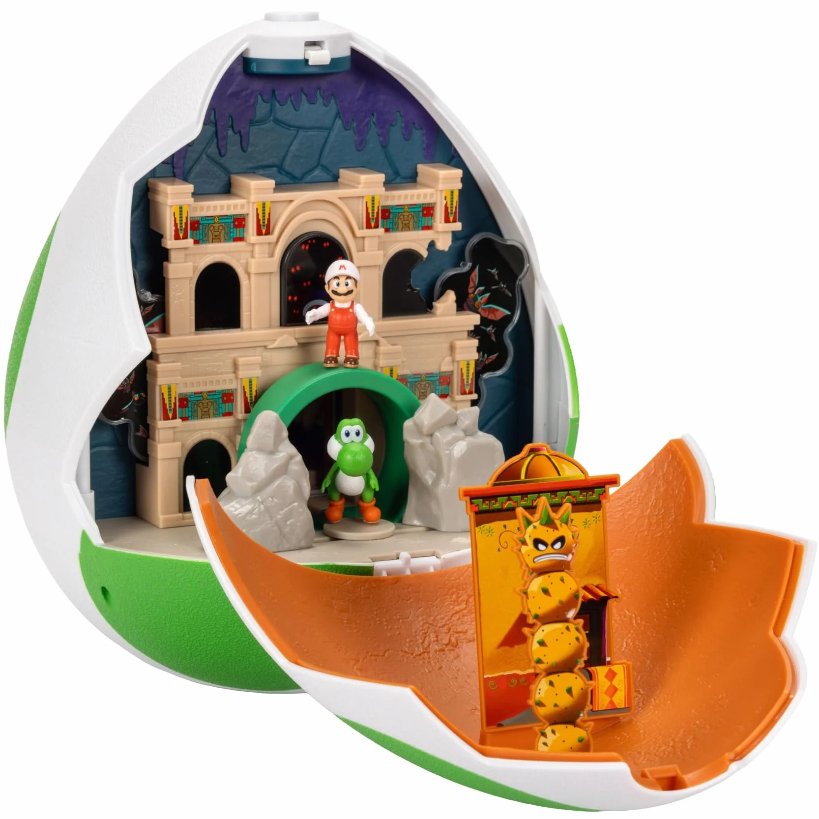Playset Uovo di Yoshi del film Super Mario Galaxy, 23 cm, con personaggi d'azione da 3,8 cm, con licenza ufficiale Jakks Pacific, include mini figure esclusive, playset, età 3+