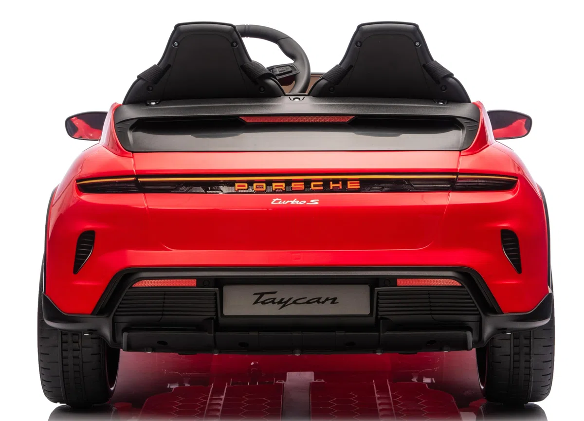 Porsche Taycan TurboS Auto Elettrica per Bambini 24V 2 Posti con Telecomando Luci LED Bluetooth Rosso