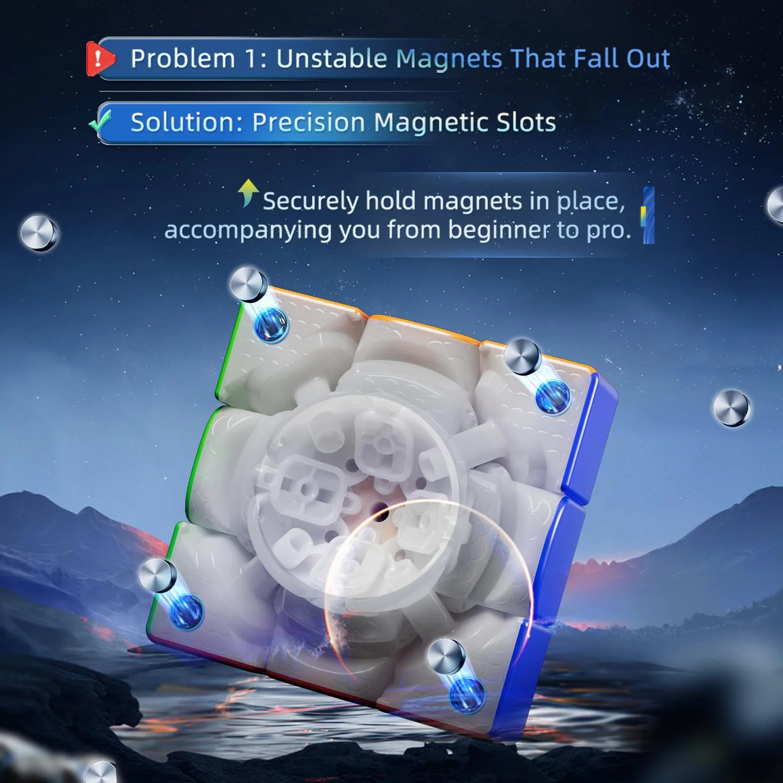 Moyu Weilong V11 2025 Speed Cube 3x3 Senza Adesivi Cubo Puzzle 3x3 Tensione Regolabile 64 Magneti 3 per 3 Liscio Professionale Magnetico Master Cube (Versione UV a Nucleo Sferico)