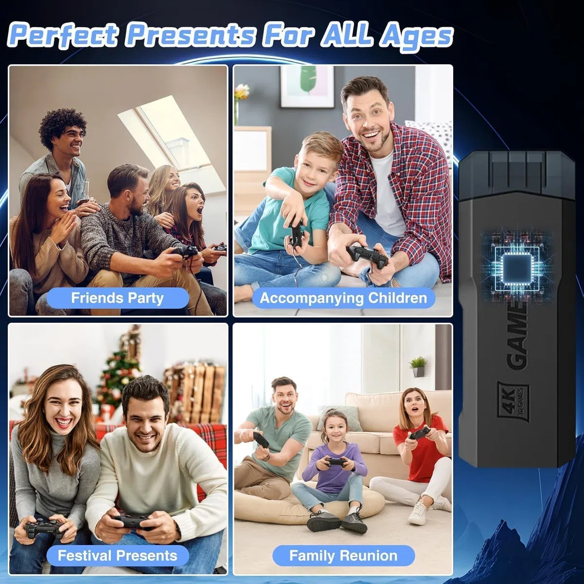 Timits Emulatore Console Retro, Console di Gioco con Controller Wireless 2.4G, 42000+ Giochi Console Retro Portatile Supporto 40+ Simulatori, Videoconsole Retro Uscita HD 4K per TV