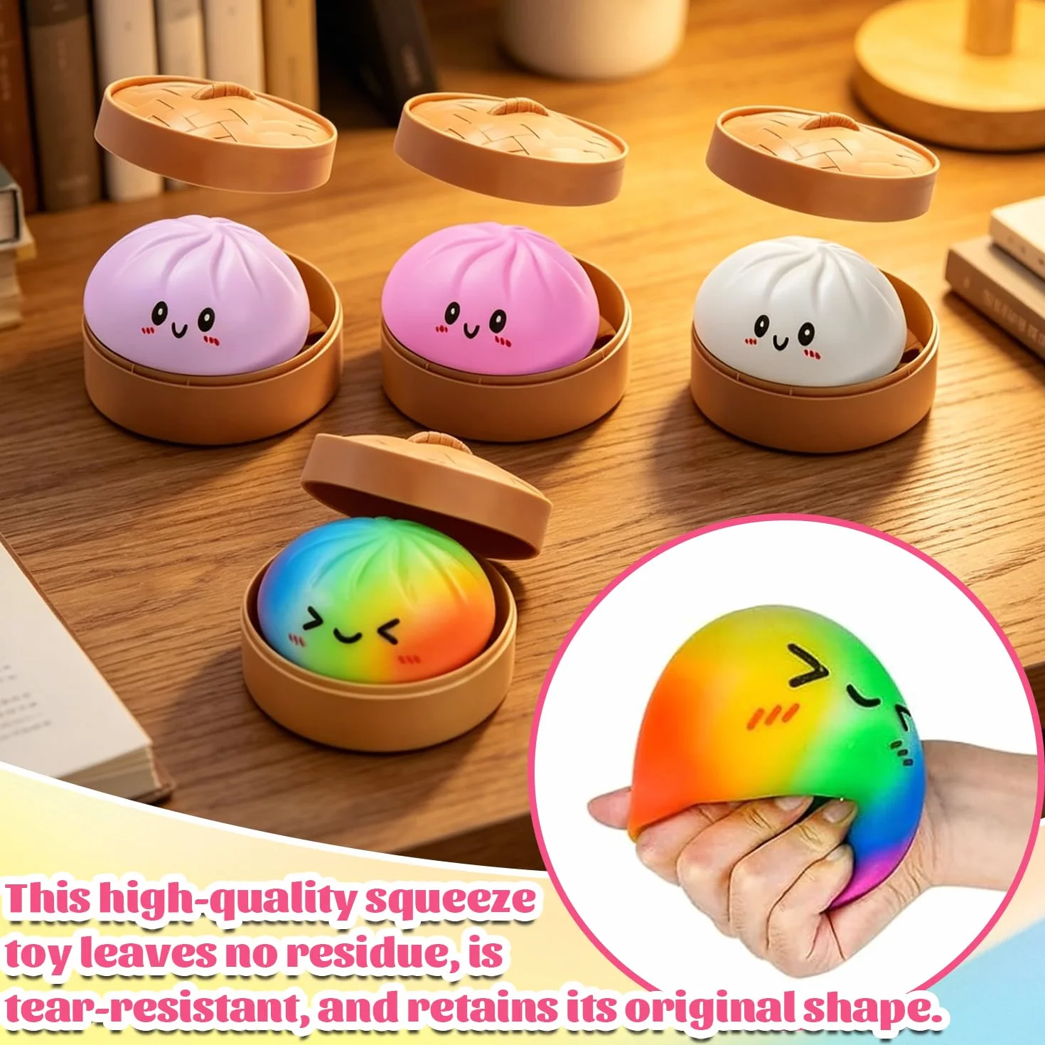 Giocattoli Antistress Gnocco, 4 Pezzi Palline Antistress Gnocco, Dumpling Stress Ball, Dumpling Squishys Toy, giocattolo squishy gnocchi, Glitter Dumpling Squishys, Per Lavoro, Studio, Viaggio E Relax