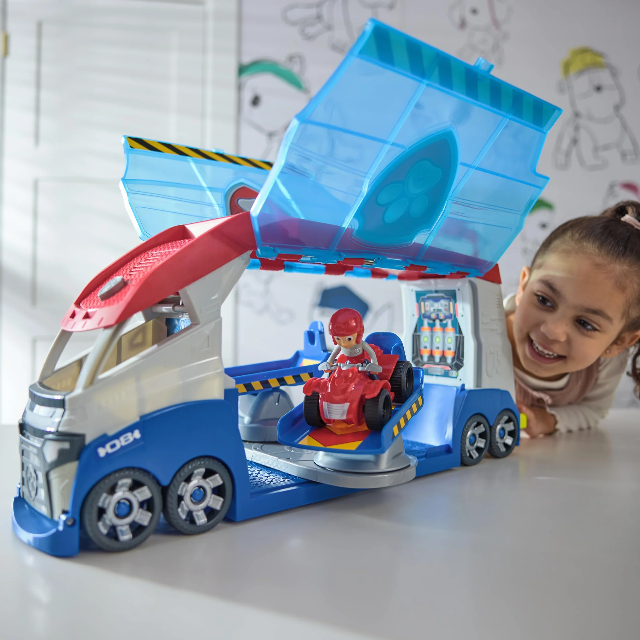 Paw Patrol, PAW Patroller trasformabile con lanciatore per veicoli, luci e suoni, personaggio di Ryder e quad giocattolo, Giocattoli per bambini e bambine da 3 anni in su