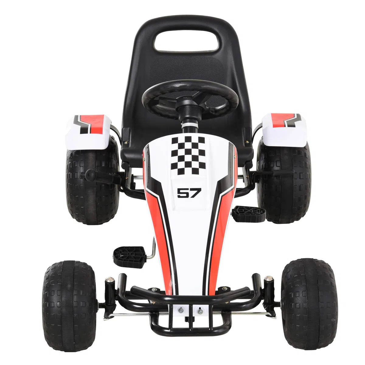 HOMCOM Go-Kart a Pedali Bianco per Bambini 3-6 Anni Sedile Regolabile Freno a Mano Cambio