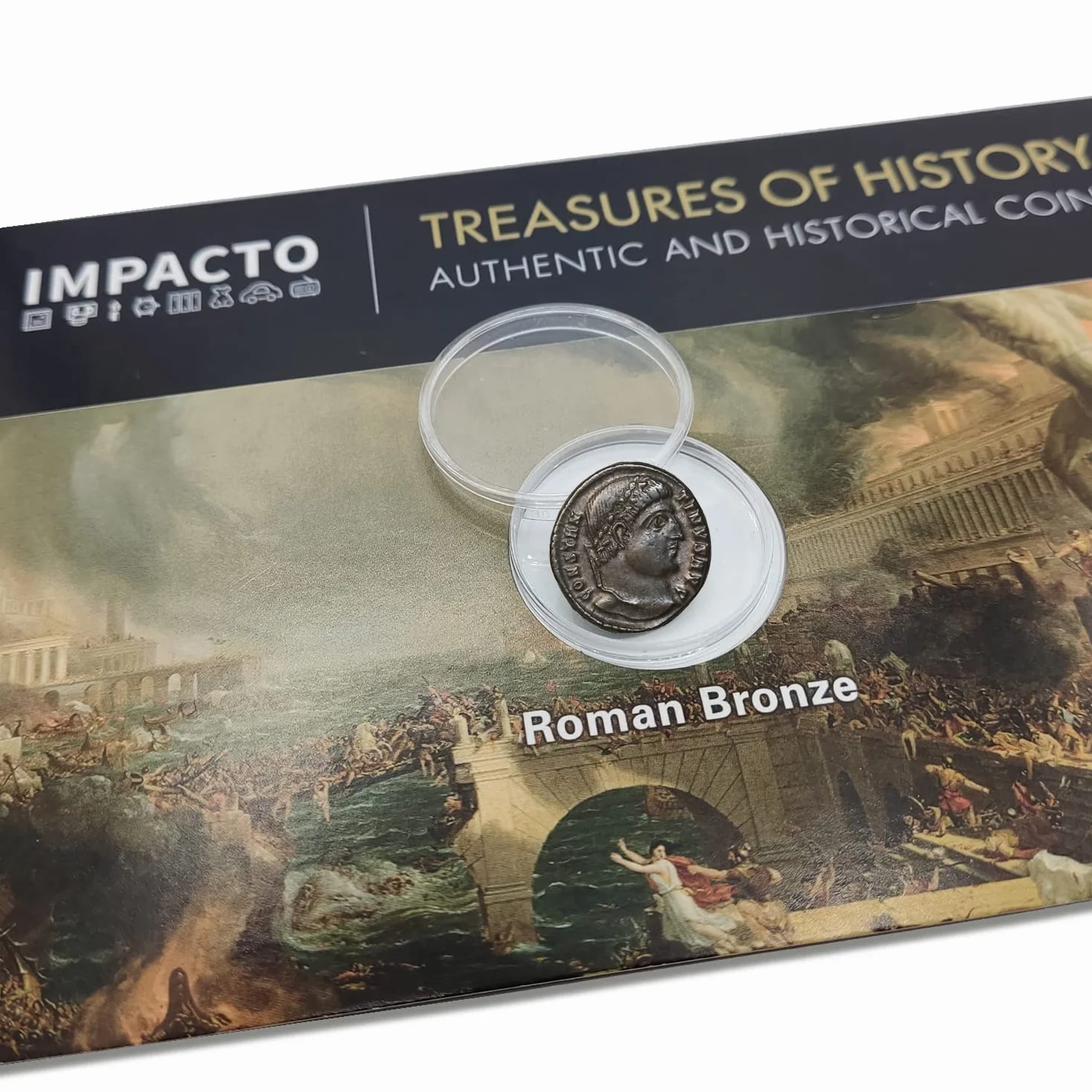 IMPACTO COLECCIONABLES | Autentica Moneta Antica dell’Impero Romano | Moneta Originale di Costantino I il Grande, il Primo Imperatore Cristiano | Include Certificato di Autenticità
