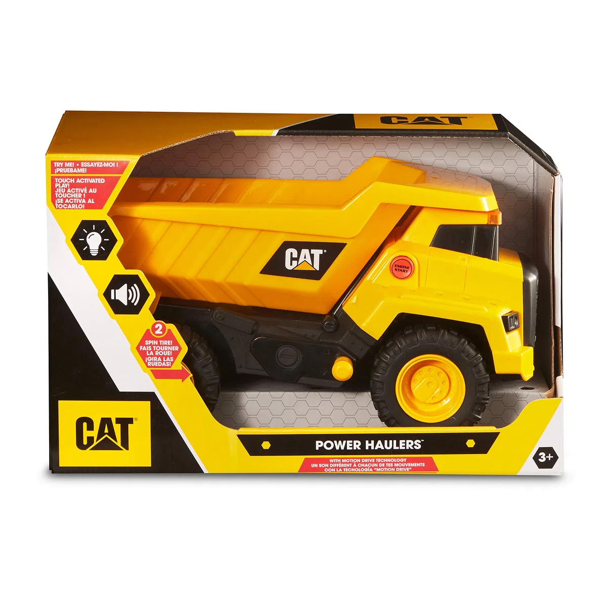 Camion Giocattolo Power Haulers Cat Construction 29,2 cm con Luci e Suoni Realistici, Tecnologia Motion Drive