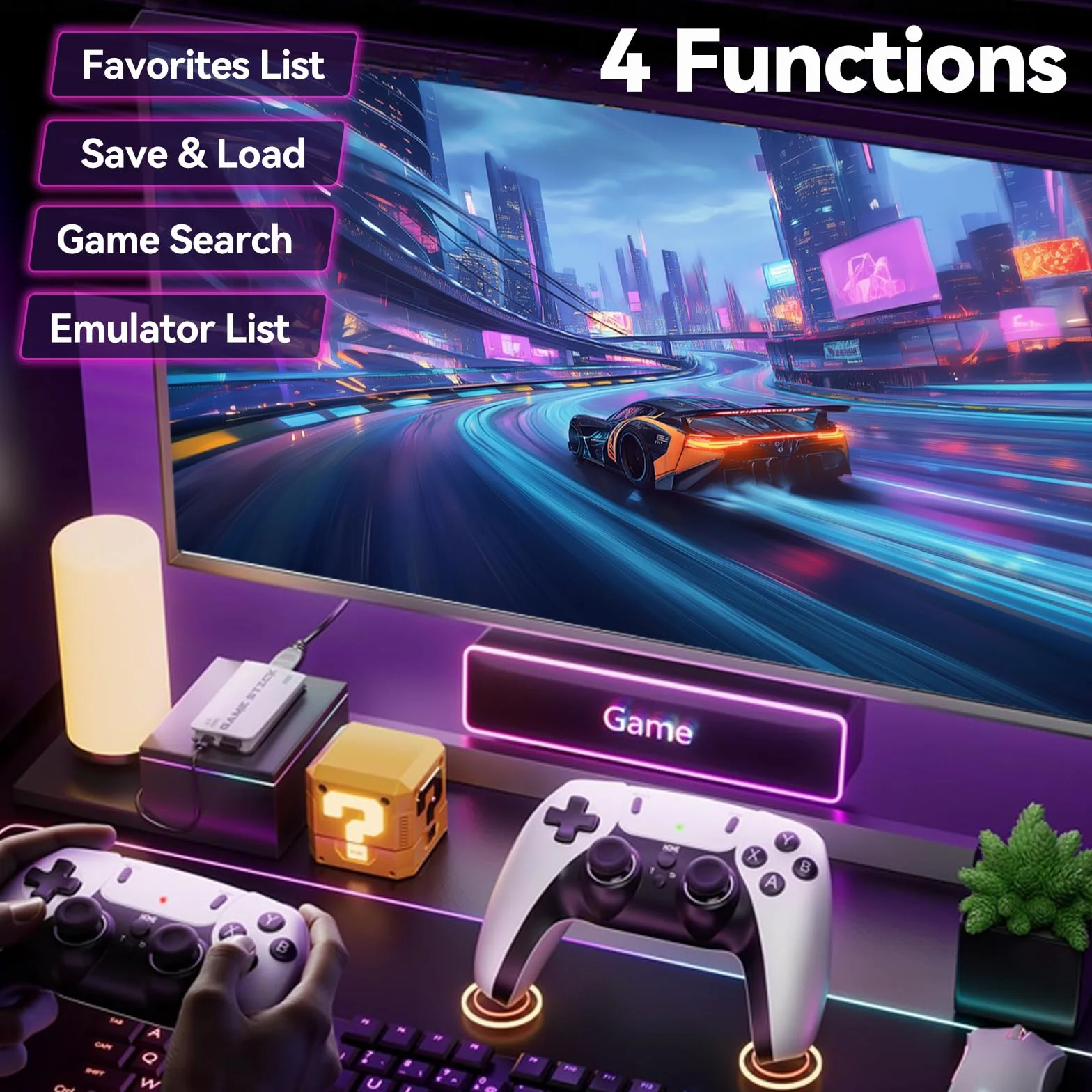 Nawchedo Console per videogiochi retrò 4K HDMI con oltre 40.000 giochi, 23 emulatori, plug-and-play, doppio controller wireless da 2,4 GHz, 64 GB