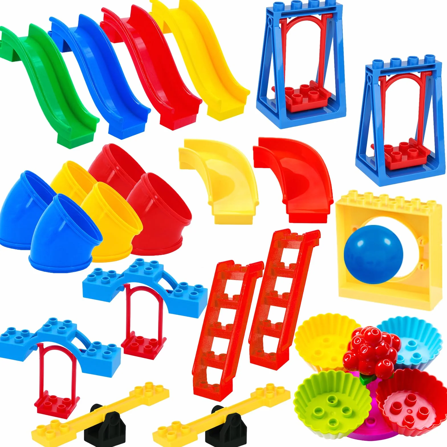 Accessori Per Grande Costruzioni, per 3 anni bambino, Blocchi da Costruzione compatibili Duplo, Accessori per parchi giochi