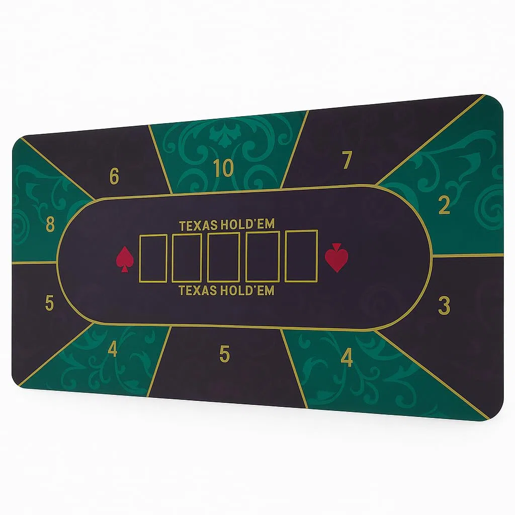 Profesjonalne Tappetino da Poker Texas Hold'em – Telo Antiscivolo 10 Giocatori – Layout Casinò Verde/Oro