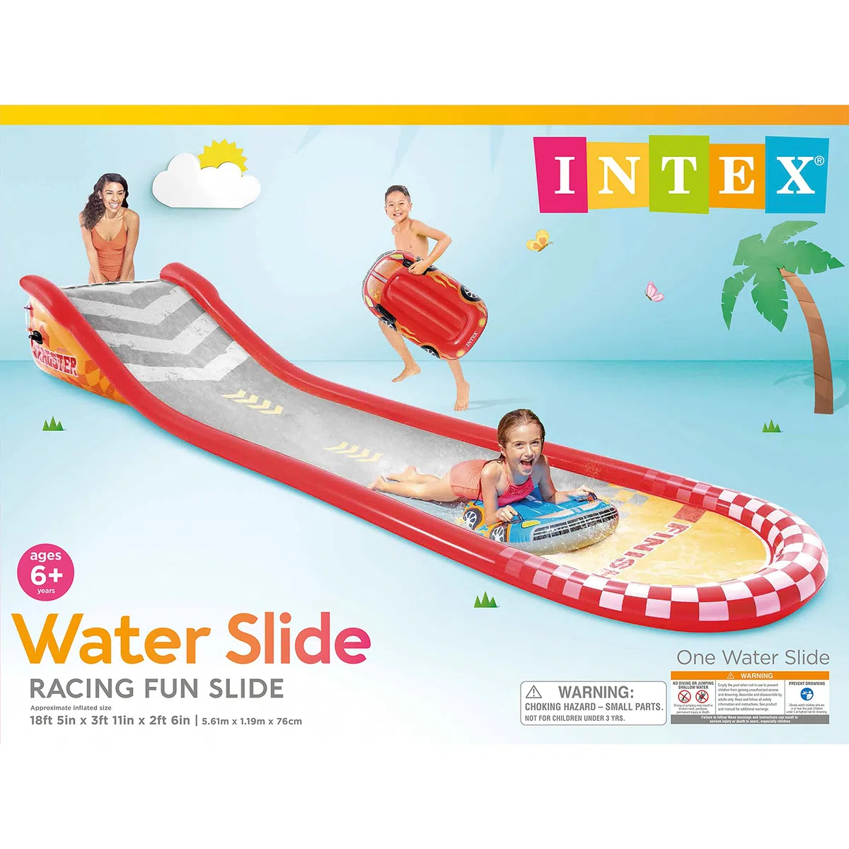 Intex 57167Ep Pista Gonfiabile Acquascivolo con 2 Piloti Auto da Surf e Spruzzatore Integrato per Bambini 6+