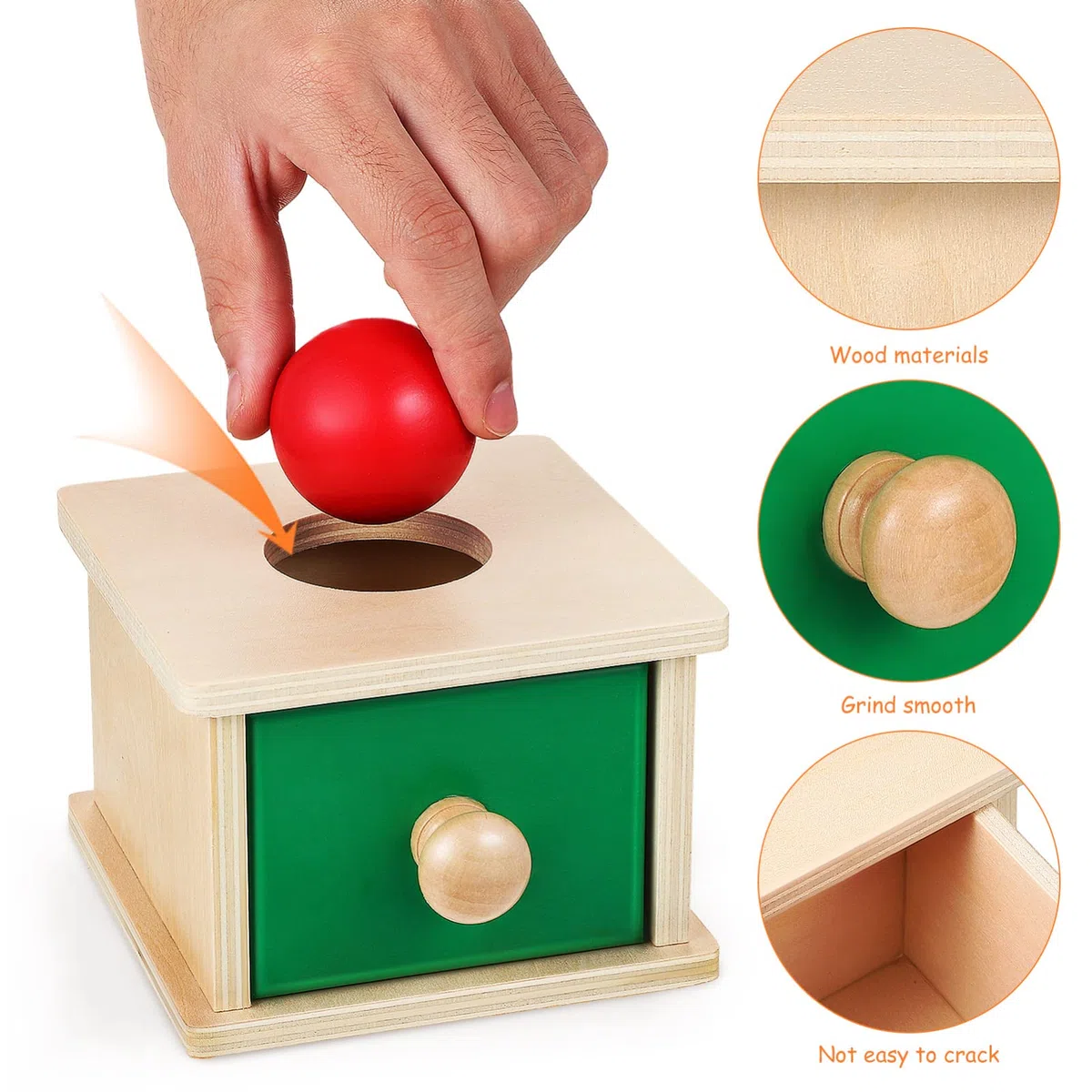 Toddmomy Montessori Oggetti Scatola di Permanenza Palla Drop Giocattoli in Legno per Bambini