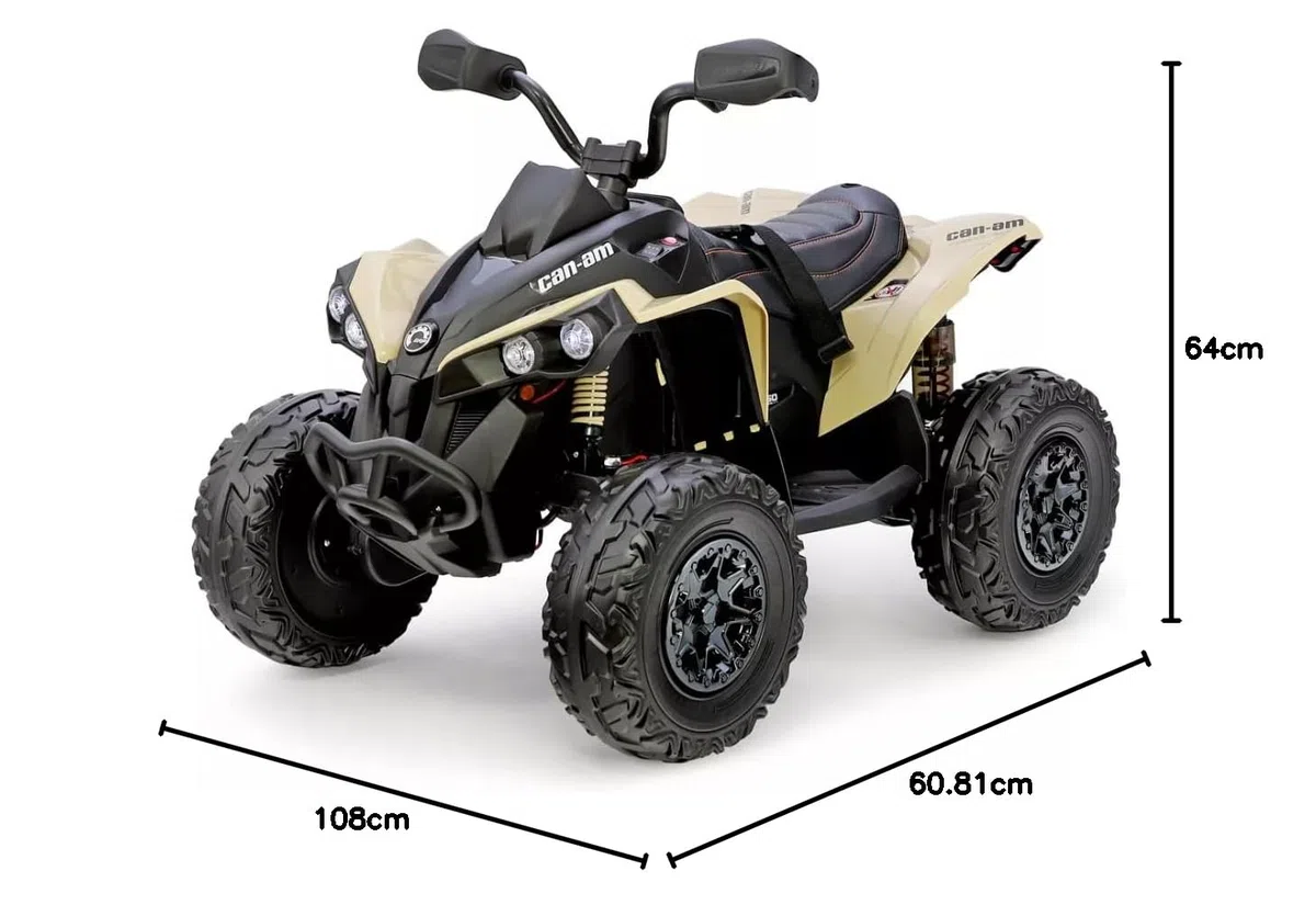 FINOOS Quad Electric Bambini 24V, Can-am Renegade, Auto Elettrica Bambini 4x4, Luci LED, 24V, Motori 4 x 200W Batteria: 24V 7Ah, Ruote morbide in Eva (Kaki)