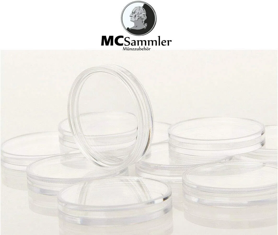 MC.Sammler - Valigetta portamonete in alluminio, con 5 vassoi portamonete per 230 monete da 2 euro in capsule, con 230 capsule da 26 mm