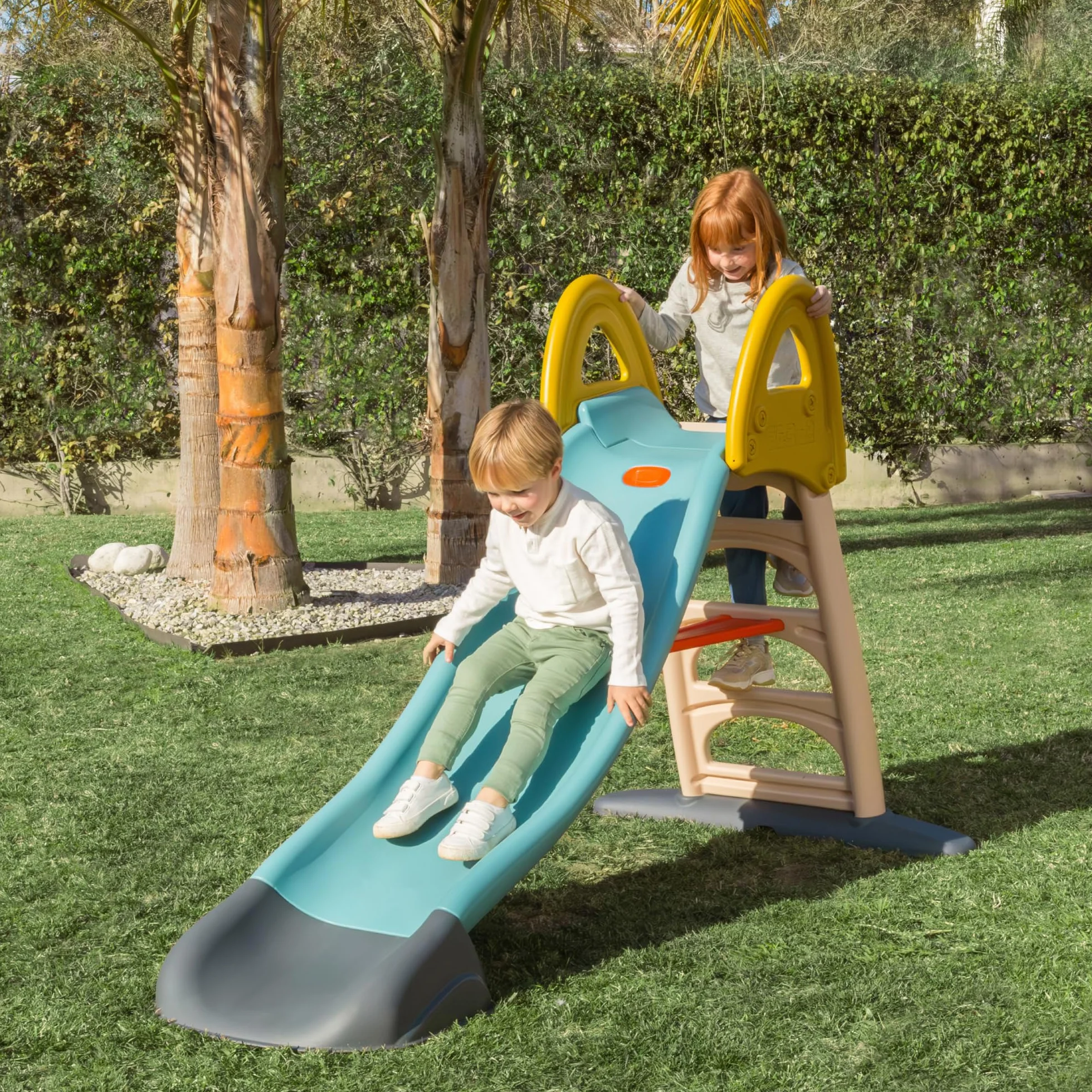 FEBER Mega Casual Water Slide Scivolo Giardino con Tubo Esterno Scale Antiscivolo Colori Resistenti