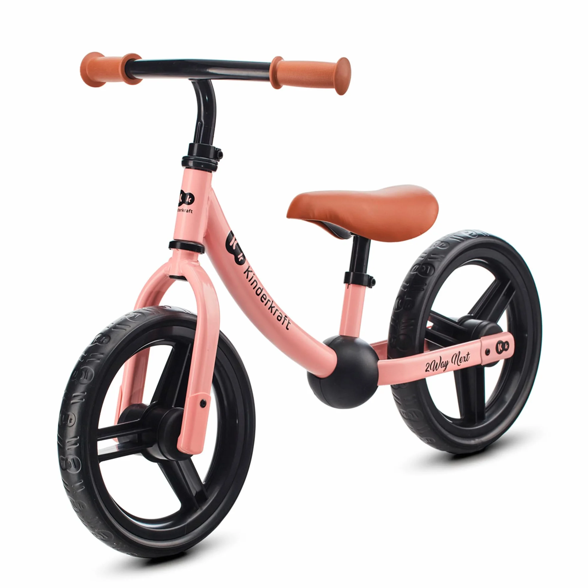 kk Kinderkraft 2WAY NEXT Bicicletta bambini 2-5 anni, Bici senza pedali, 12 polici ruote, Design sportivo, Regolazione della sella, Bloccasterzo, Montaggio facile, Struttura leggera, Rosa