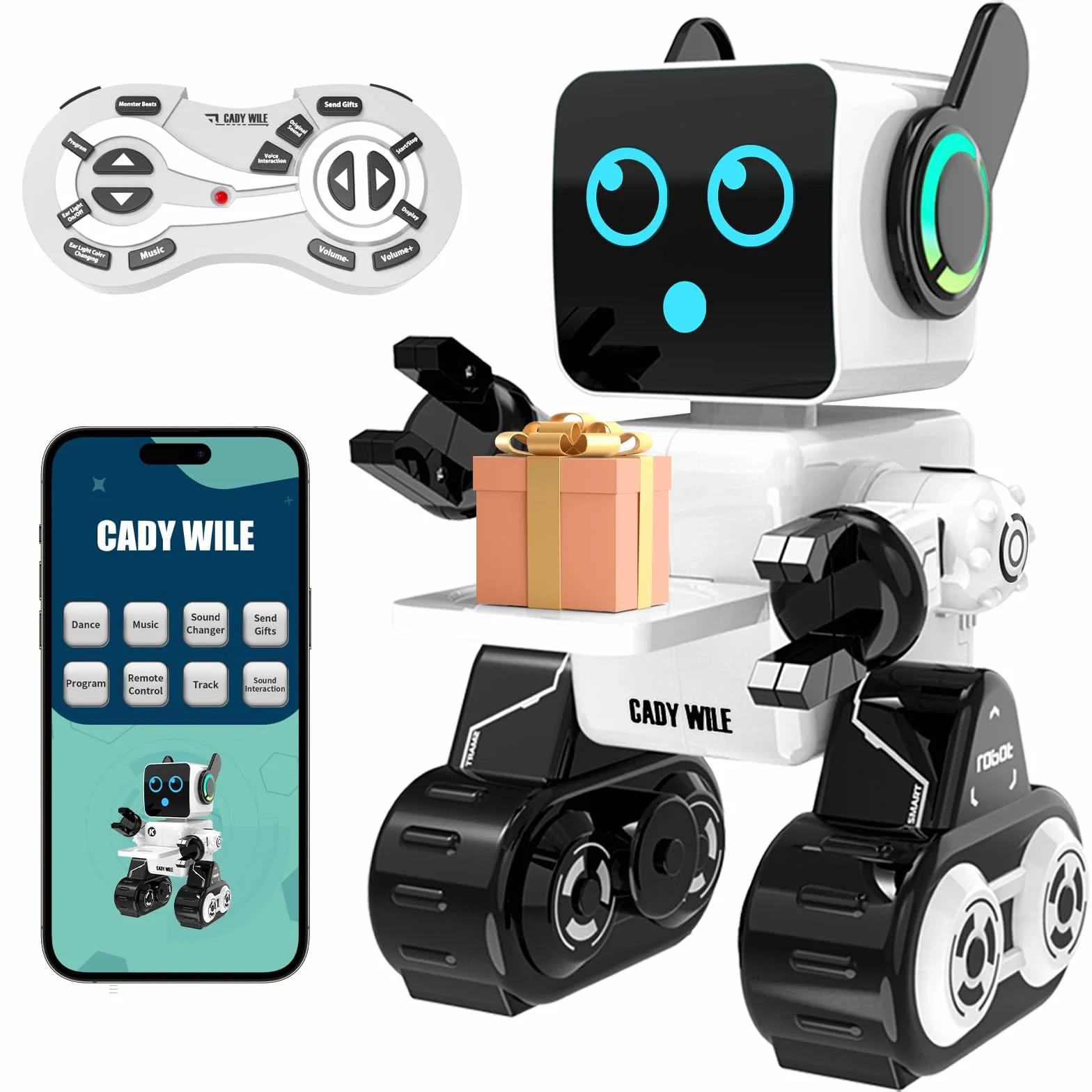 anysun Giocattolo Robot per Bambini, Intelligenti Robot RC con Touch, APP e Telecomando, Robot Programmabile, Camminante, Ballante, Cantante, Parlante, Ragazzi e Ragazze, Bianco 2.0