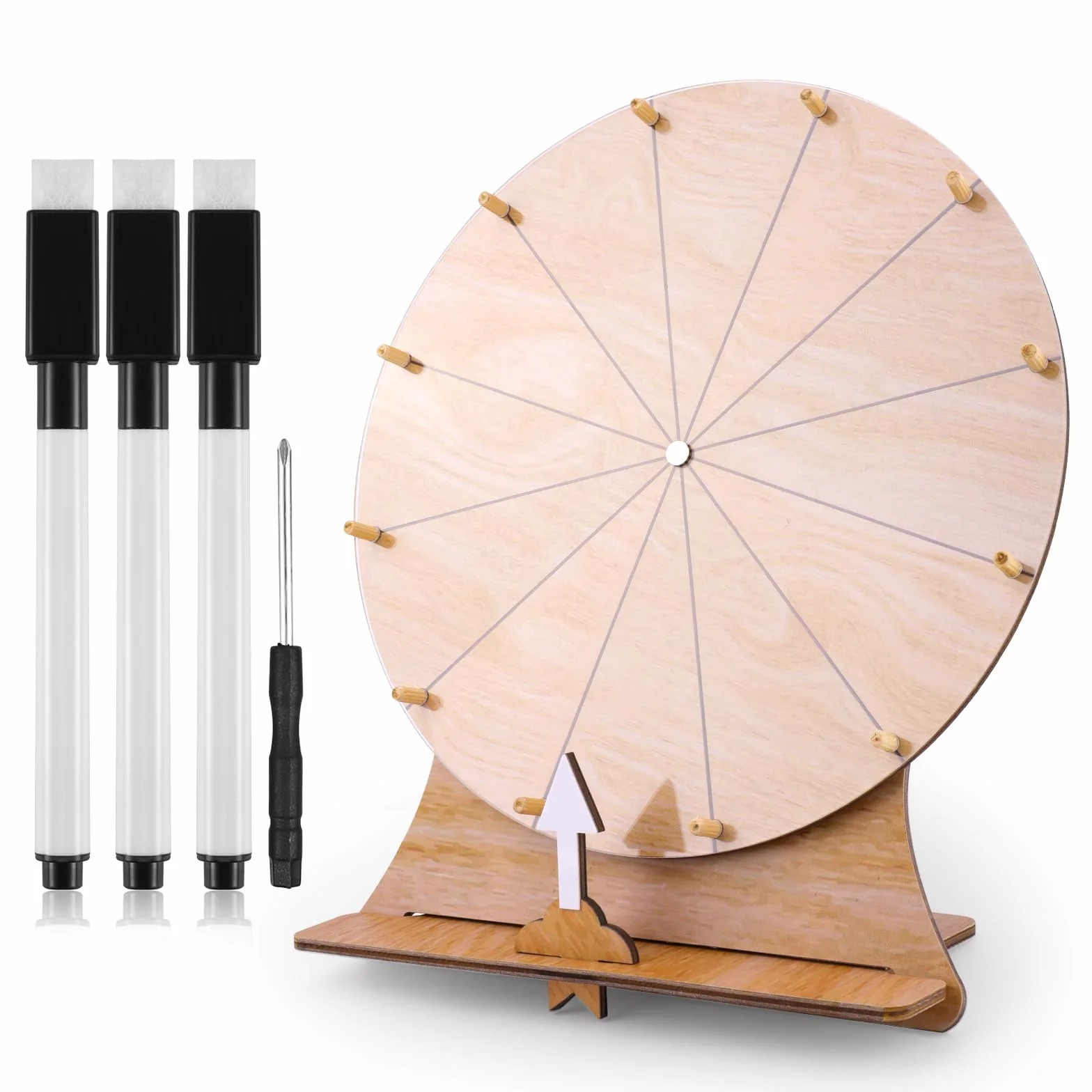 NQEUEPN Ruota della Fortuna da 30cm, in Legno Gioco Della Ruota Girevole della Lotteria con Supporto Ruota della Roulette Premio da Tavolo Girevole per Matrimonio Giochi di Famiglia(Stile 1)