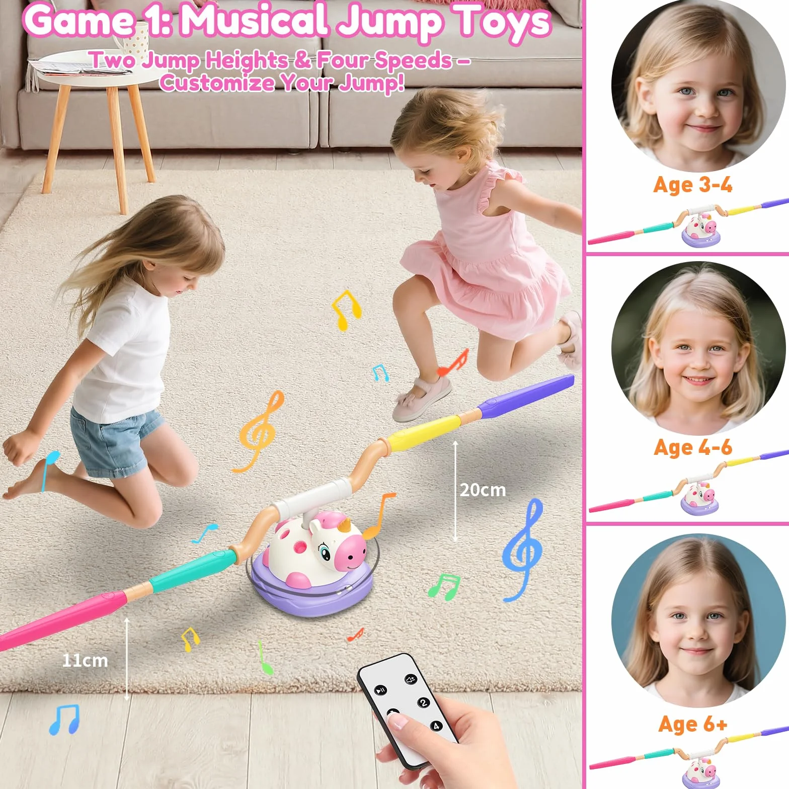 Aliex Unicorno Bambina Regalo 3 4 5 6 7 8 9 Anni | 3 in 1 Giochi da Esterno per Bambini – Salta con Musica, Razzo Spaziale Giocattolo e Gioco Lancio Anelli - Giochi da Giardino e Interno