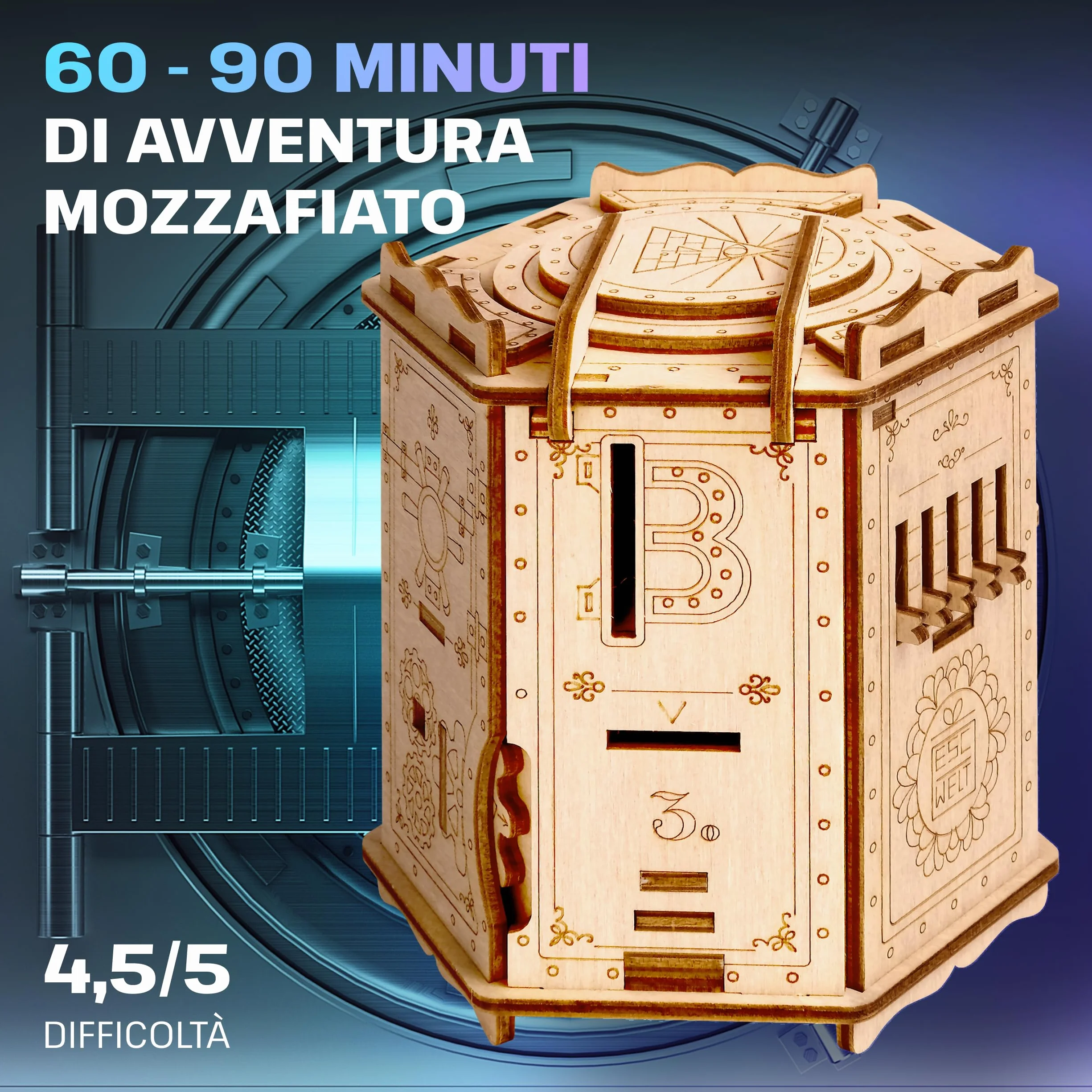 ESC WELT Fort Knox Box PRO - Puzzle 3d in Legno - Pasqua Rompicapo in Legno Difficile - Escape Room Gioco da Tavolo -Scatola Segreta Rompicapo con Scompartimento Nascosto - Giochi di Logica per Adulti