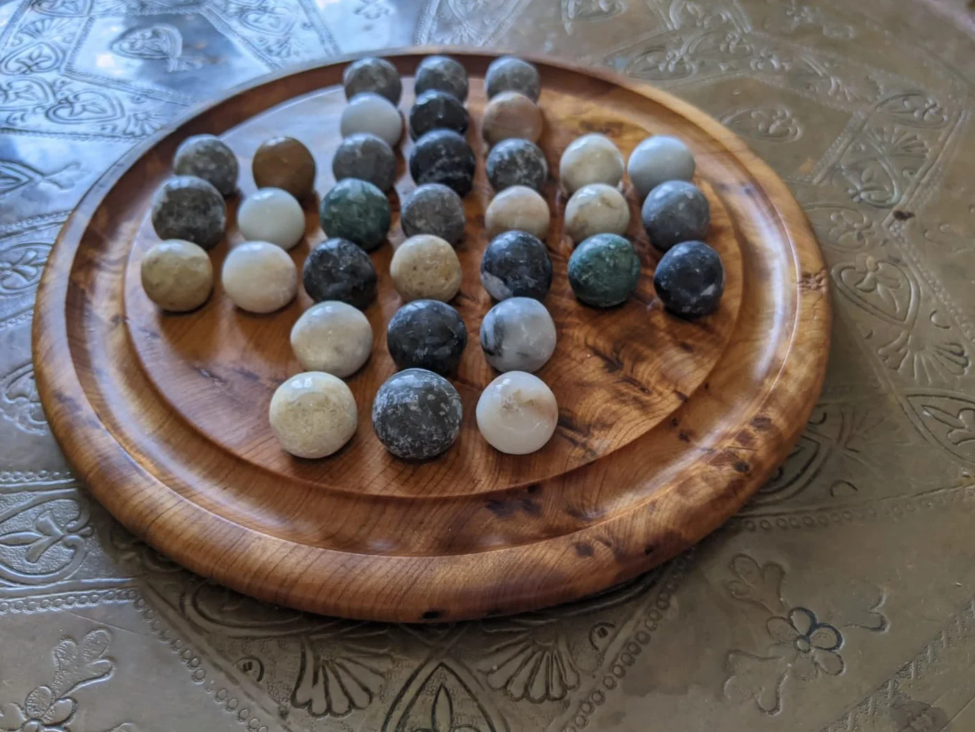 Commercio equo e solidale marocchino Thuya legno e pietra solitario set 20 cm