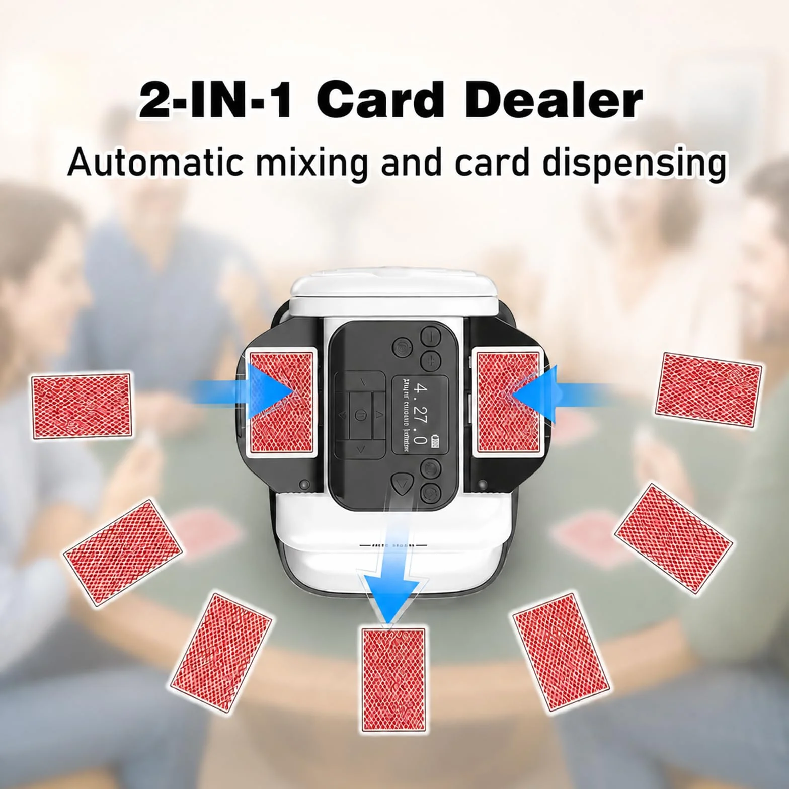 Miscelatore e distributore automatico di carte 2 in 1, rotazione a 360° per 1-2 mazzi, con 4 telecomandi, miscelatore elettrico per 2-12 giocatori, ricaricabile, silenzioso, ideale per il poker