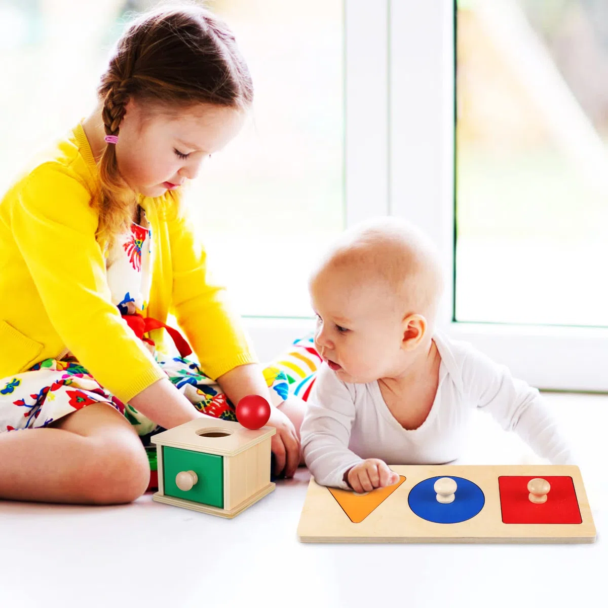 Toddmomy Montessori Oggetti Scatola di Permanenza Palla Drop Giocattoli in Legno per Bambini