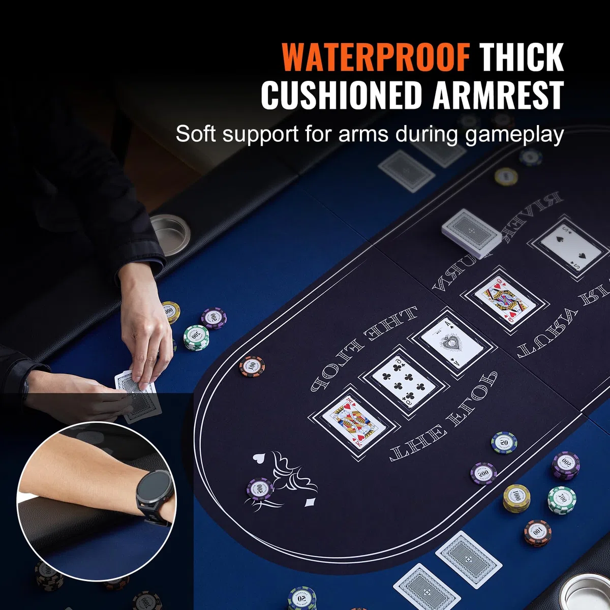 VEVOR Tavolo da Poker per Gioco Gambe per Tavolo Pieghevoli 1830 x 820 x 720 mm, Tavolo da Poker Pieghevole, Piano da Poker Nero e Blu Pieghevole 8 Giocatori ca., Tavolo Poker Copertura Antipolvere